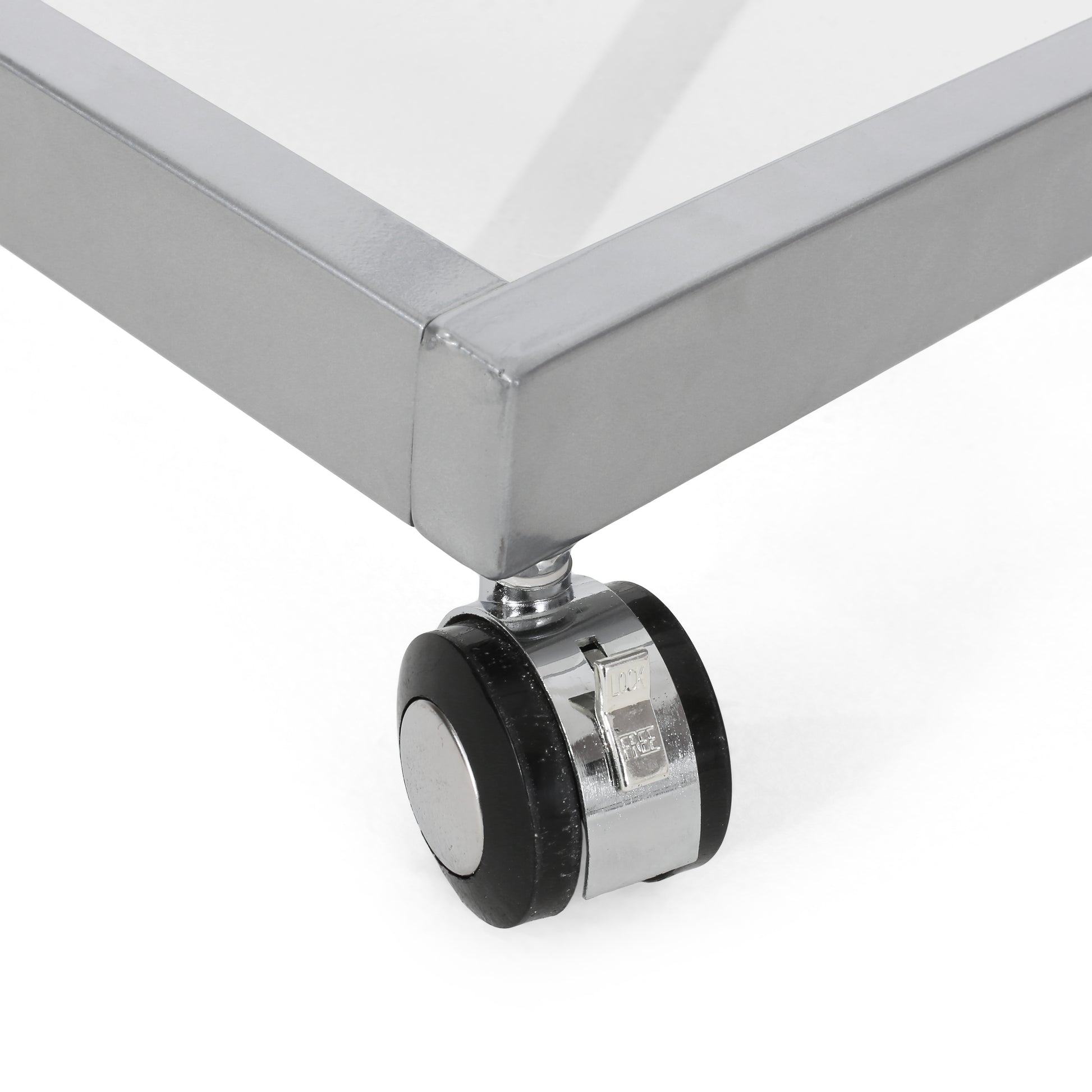 Chrome rolling caster with lock brake mechanism