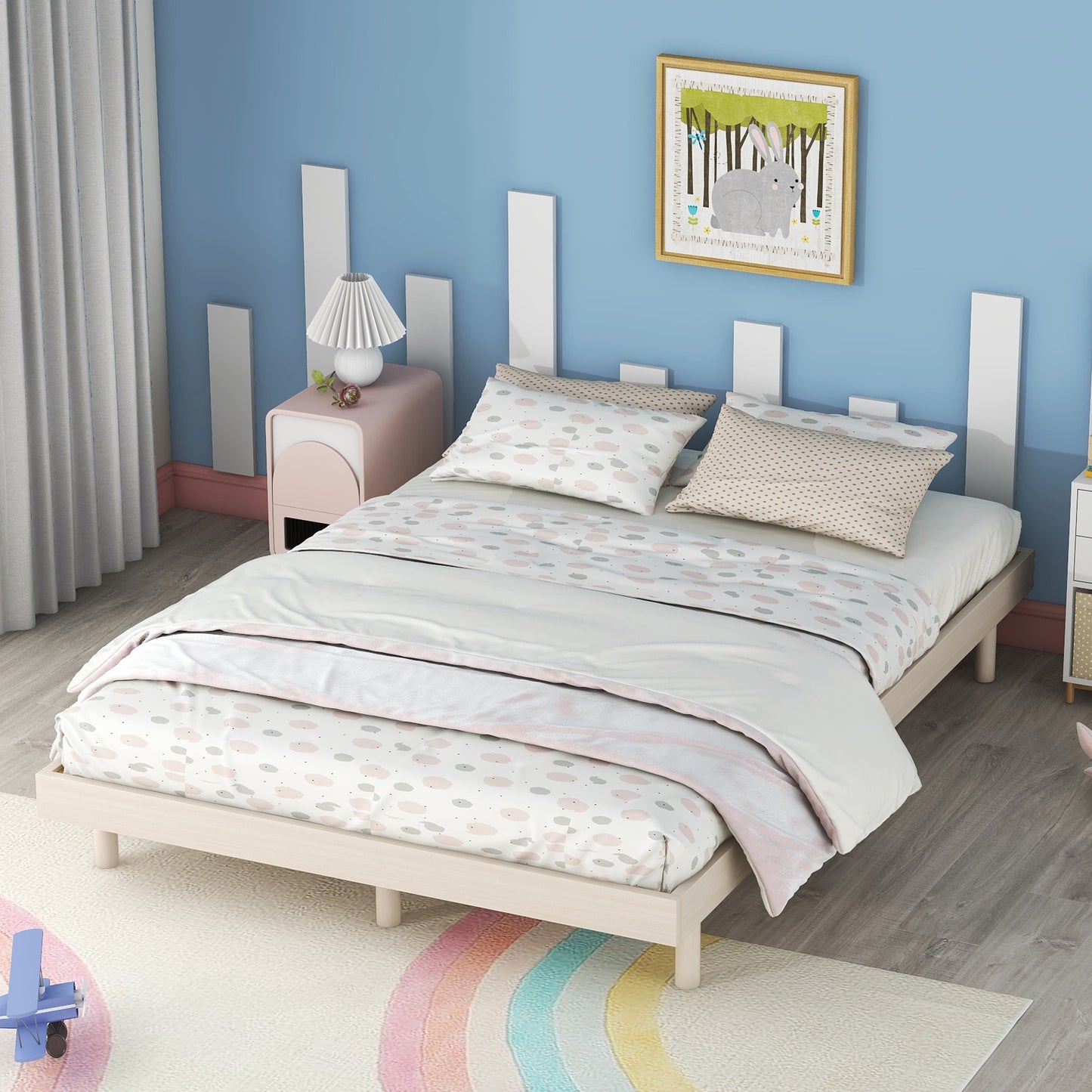 Cream and pink cloud print twin bedding set