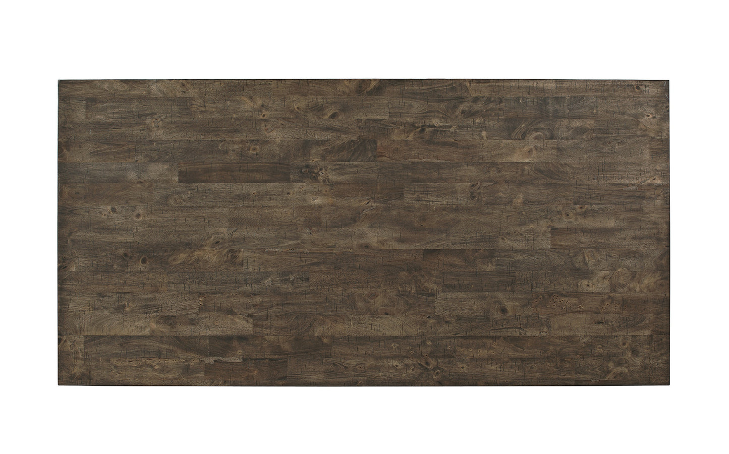 Rustic dark wood dining table top with plank design