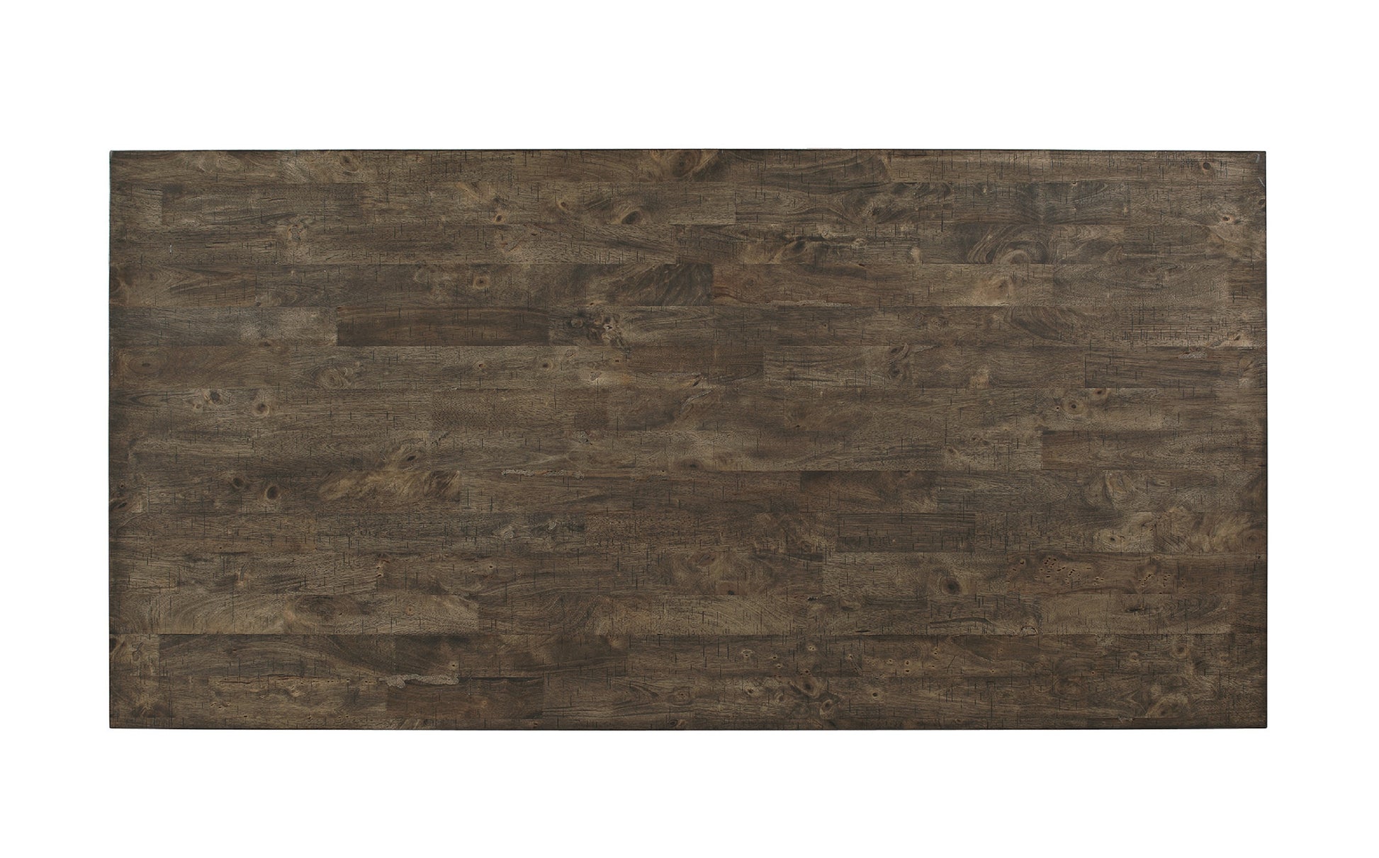 Rustic dark wood dining table top with plank design
