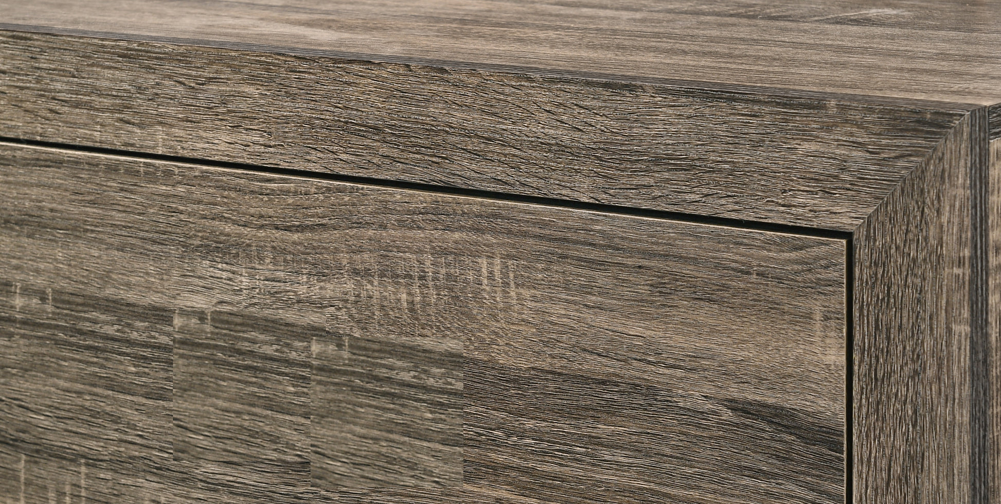 Closeup of weathered oak wood grain texture with subtle grey undertones