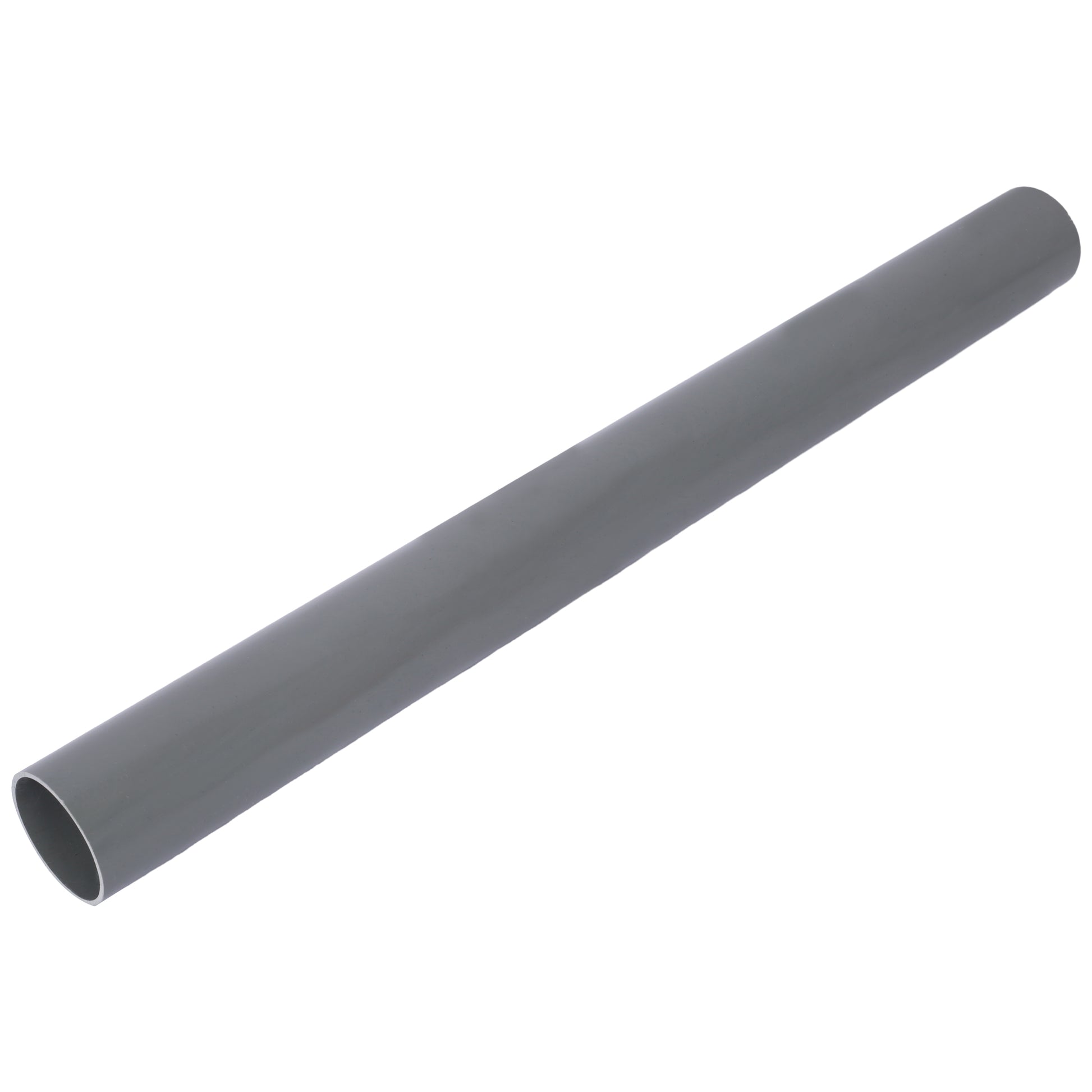 Gray PVC pipe section with smooth finish