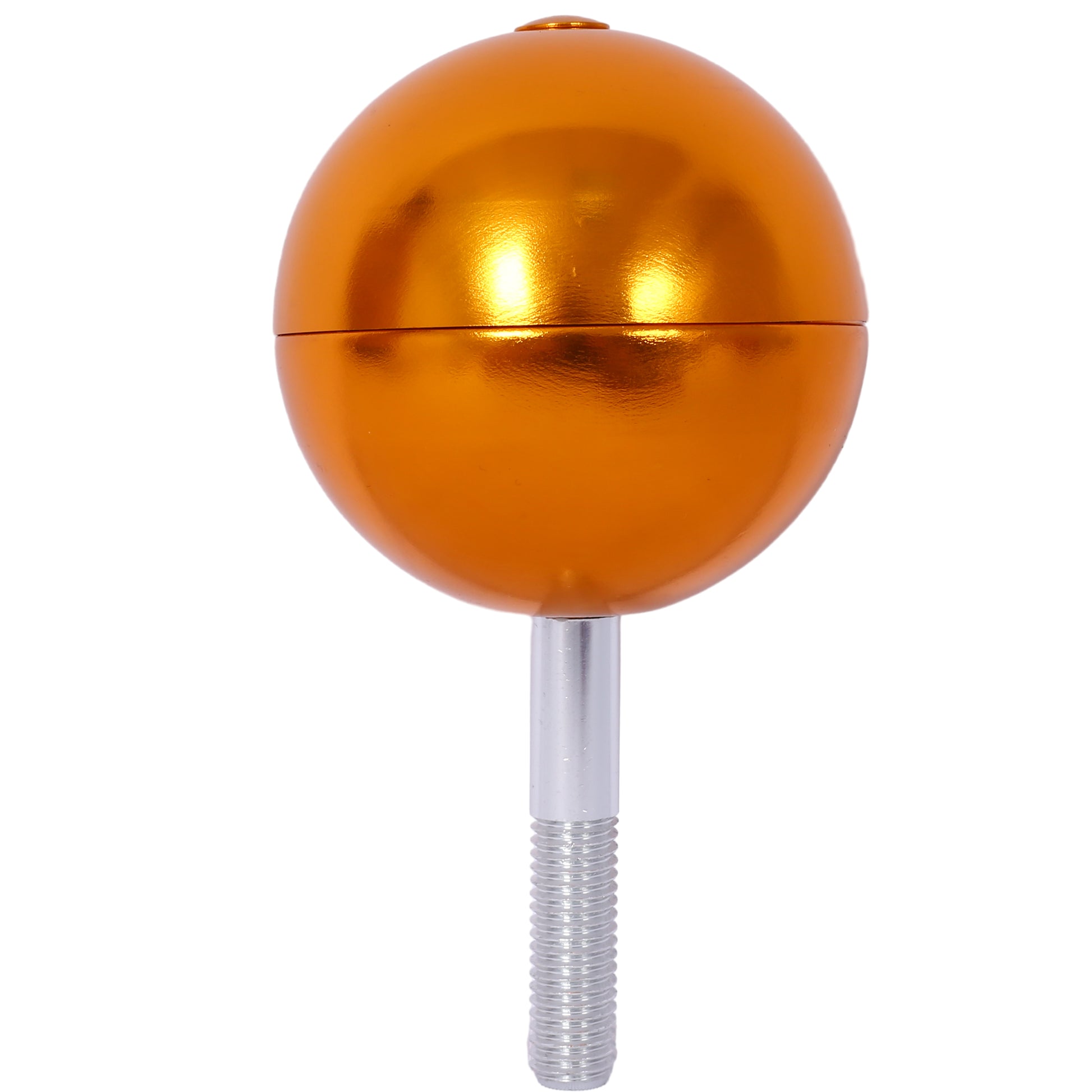 Shiny orange metal flag pole finial with threaded silver base