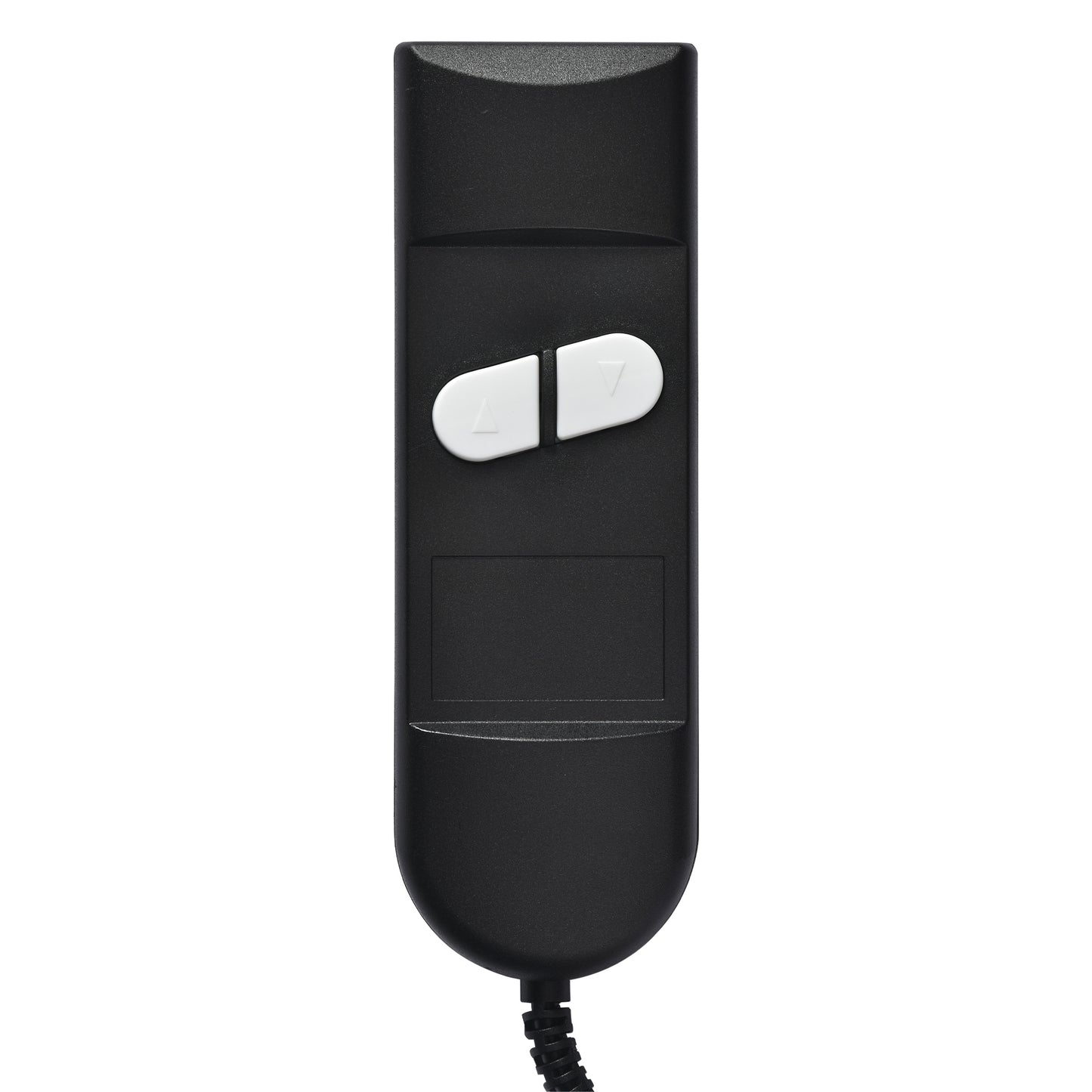 Black recliner remote with up and down arrow buttons for chair adjustment