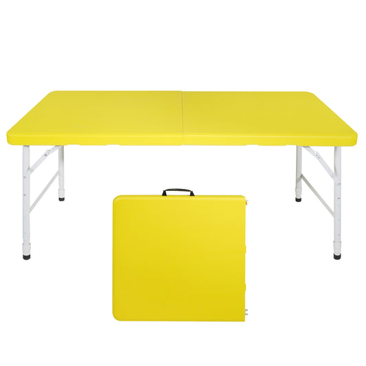 Yellow folding table plastic portable party table lightweight and durable for events