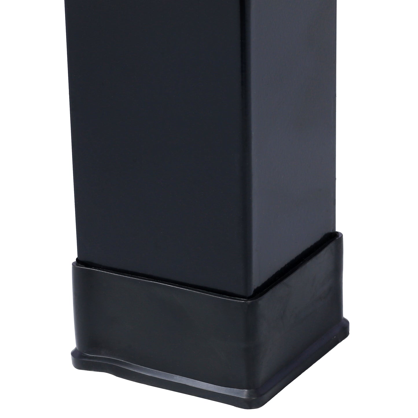 Black metal table leg with protective rubber foot