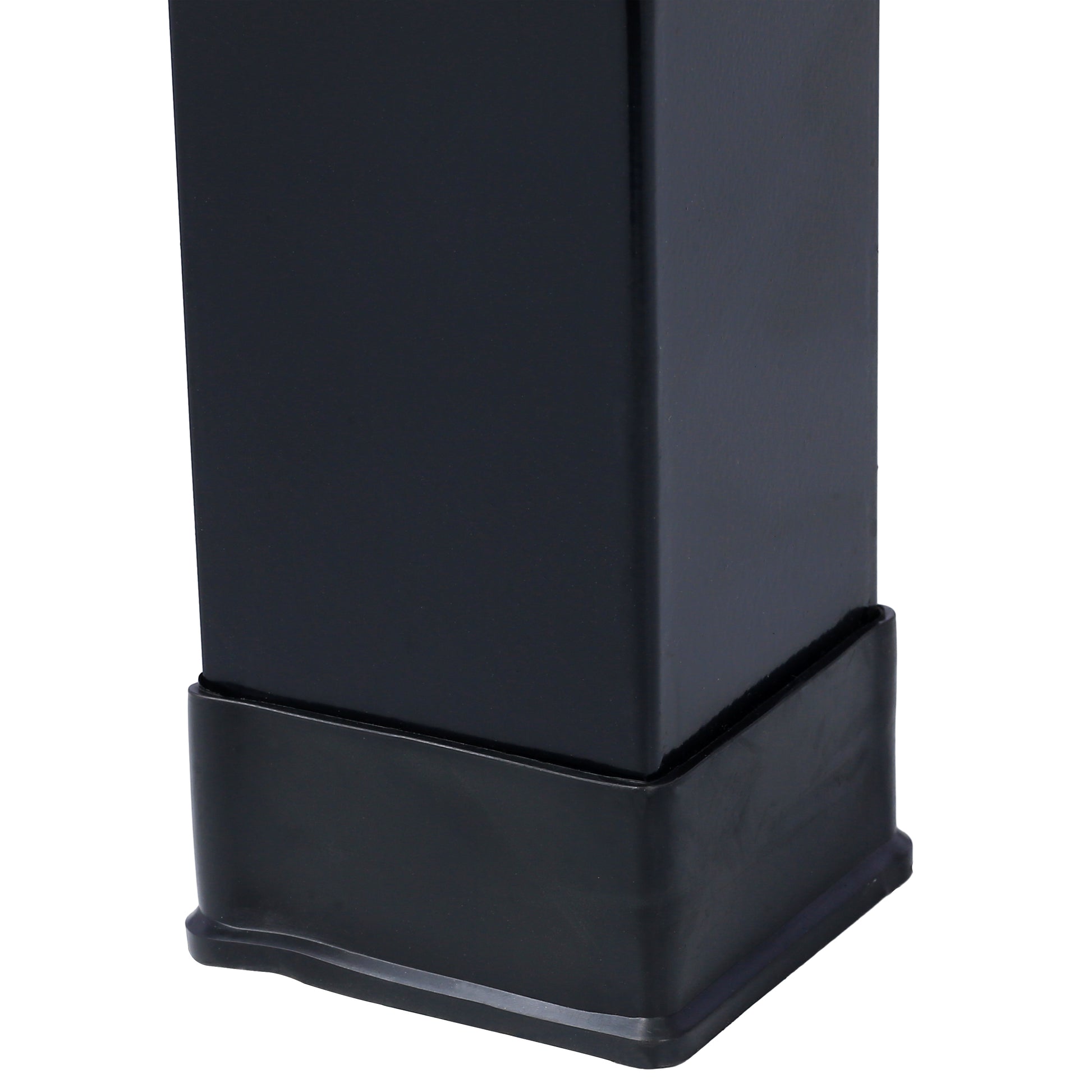 Black metal table leg with protective rubber foot