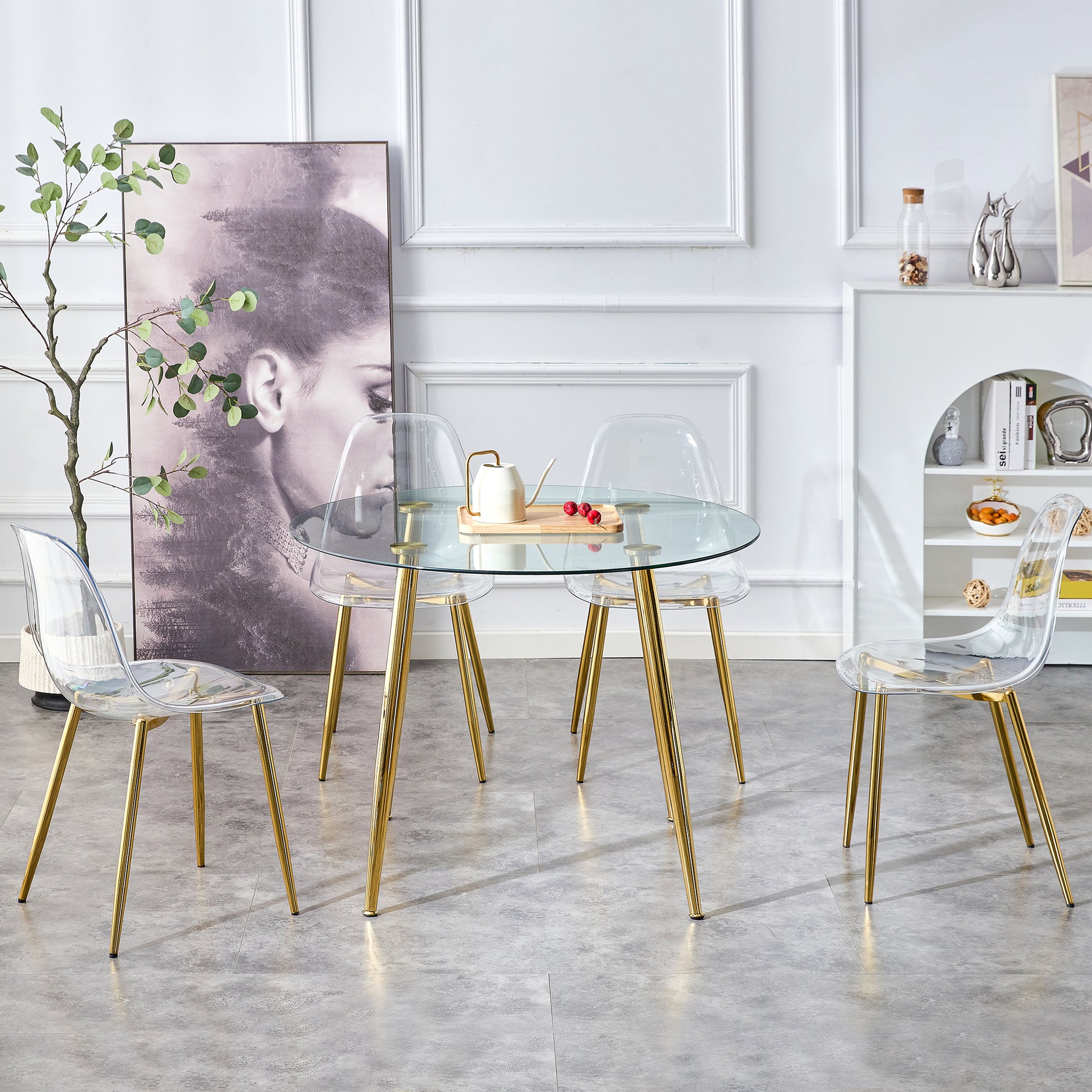 Clear acrylic dining chair with gold metal legs modern design for elegant seating