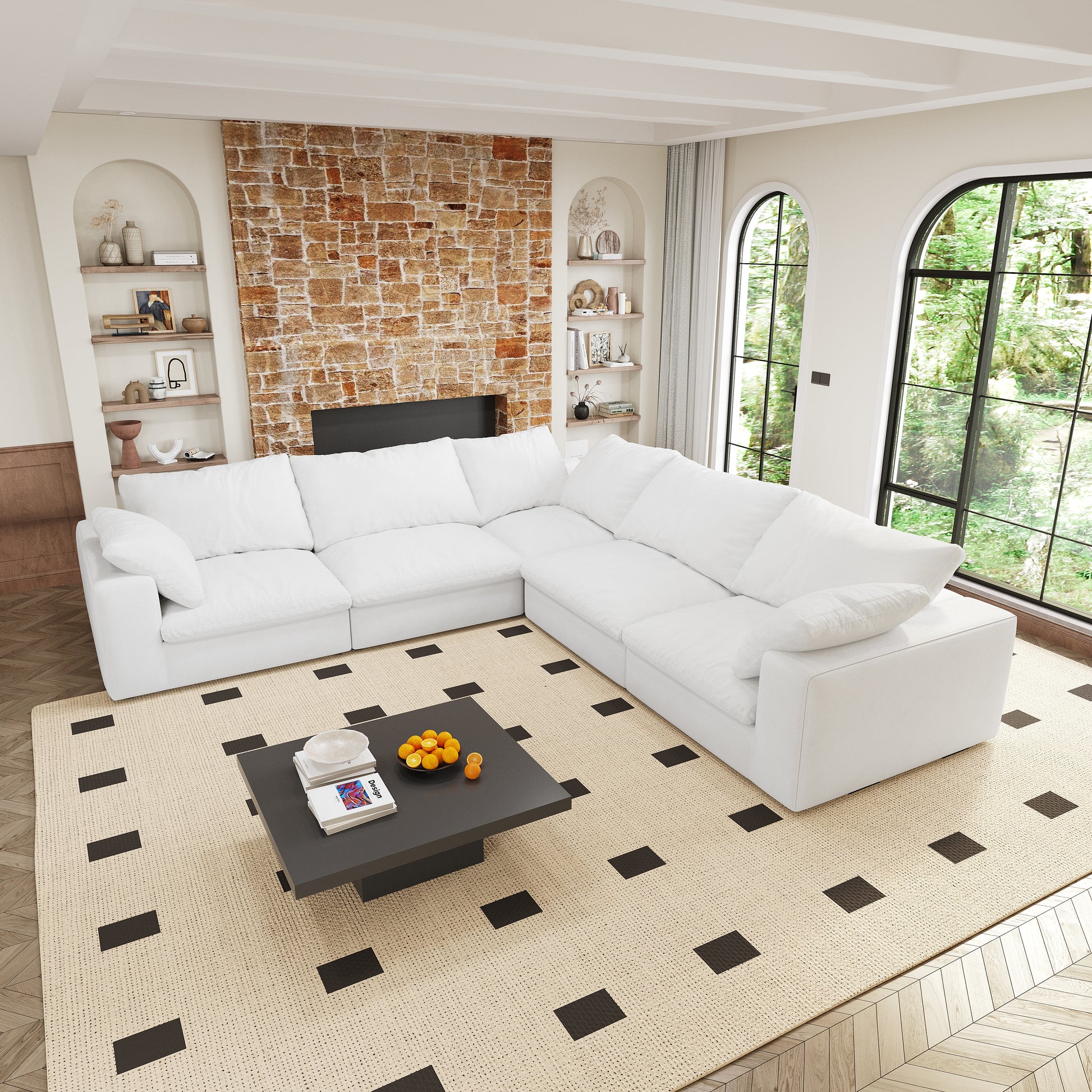 Plush white sectional sofa with deep seats perfect for modern living rooms