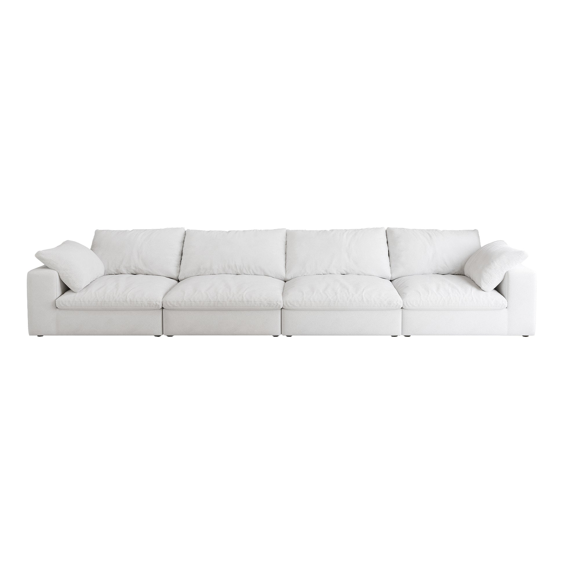 Plush white sectional sofa with deep seats and plush cushions perfect for a modern living room