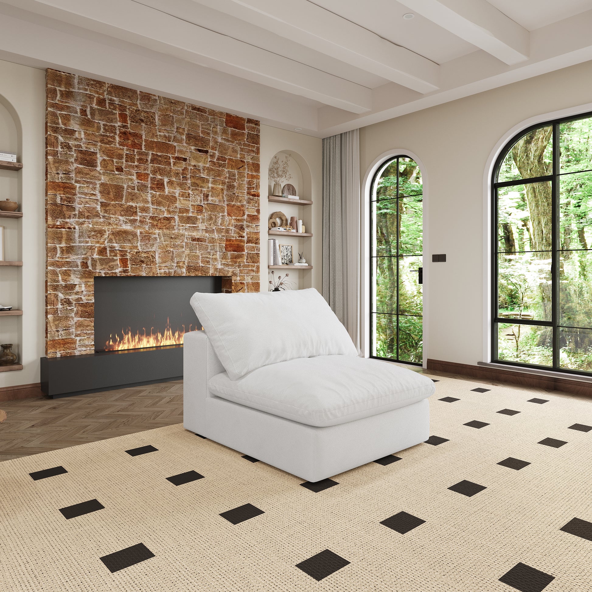 Plush white modular sofa with deep seats perfect for a cozy living room
