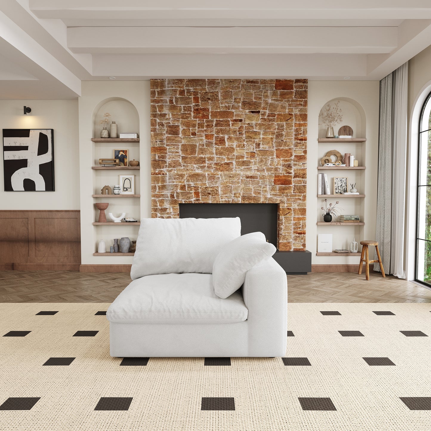 Plush white sectional sofa with deep cushions perfect for modern living rooms