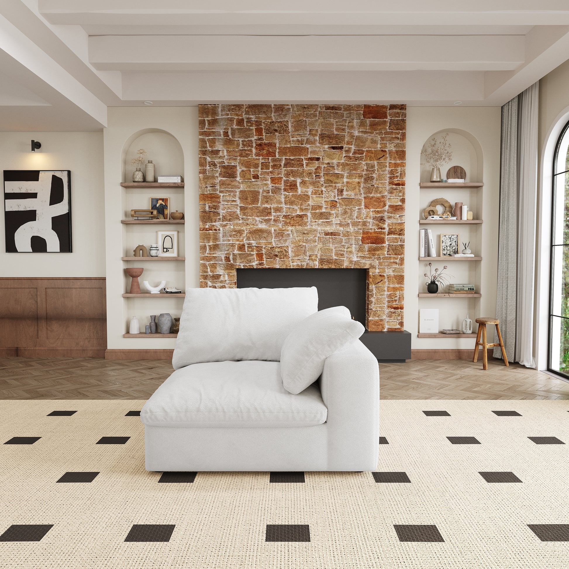 Plush white sectional sofa with deep cushions perfect for modern living rooms