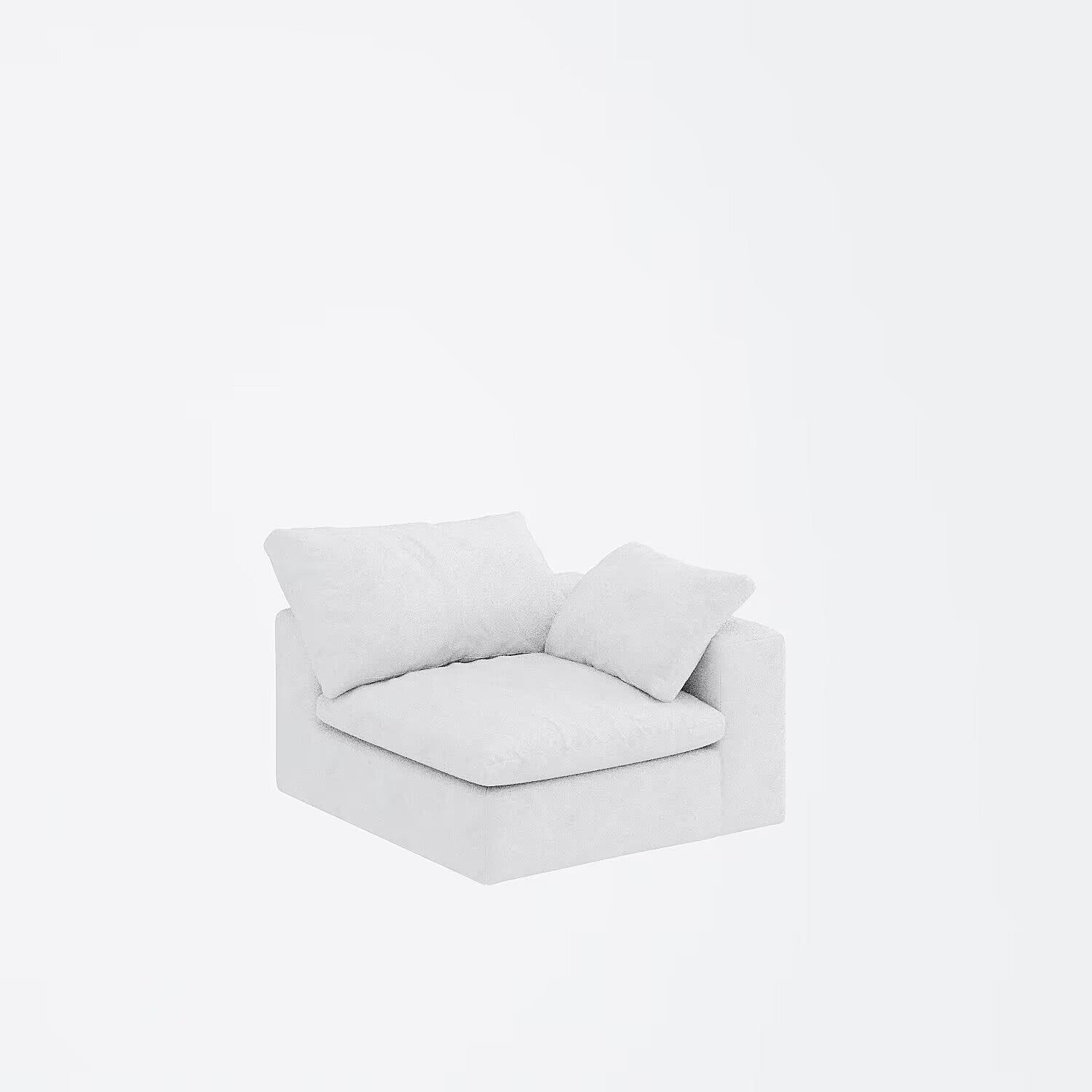 Plush white modular sofa corner creating a cozy seating arrangement