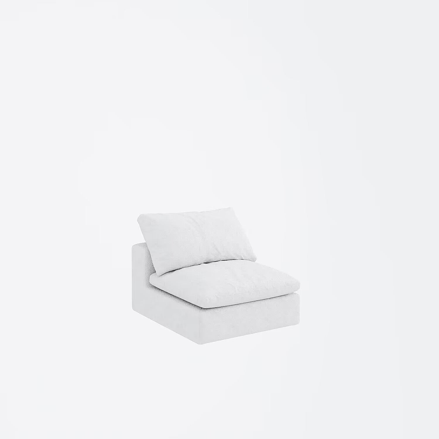 Plush white velvet armchair with a loose back cushion perfect for cozy living rooms