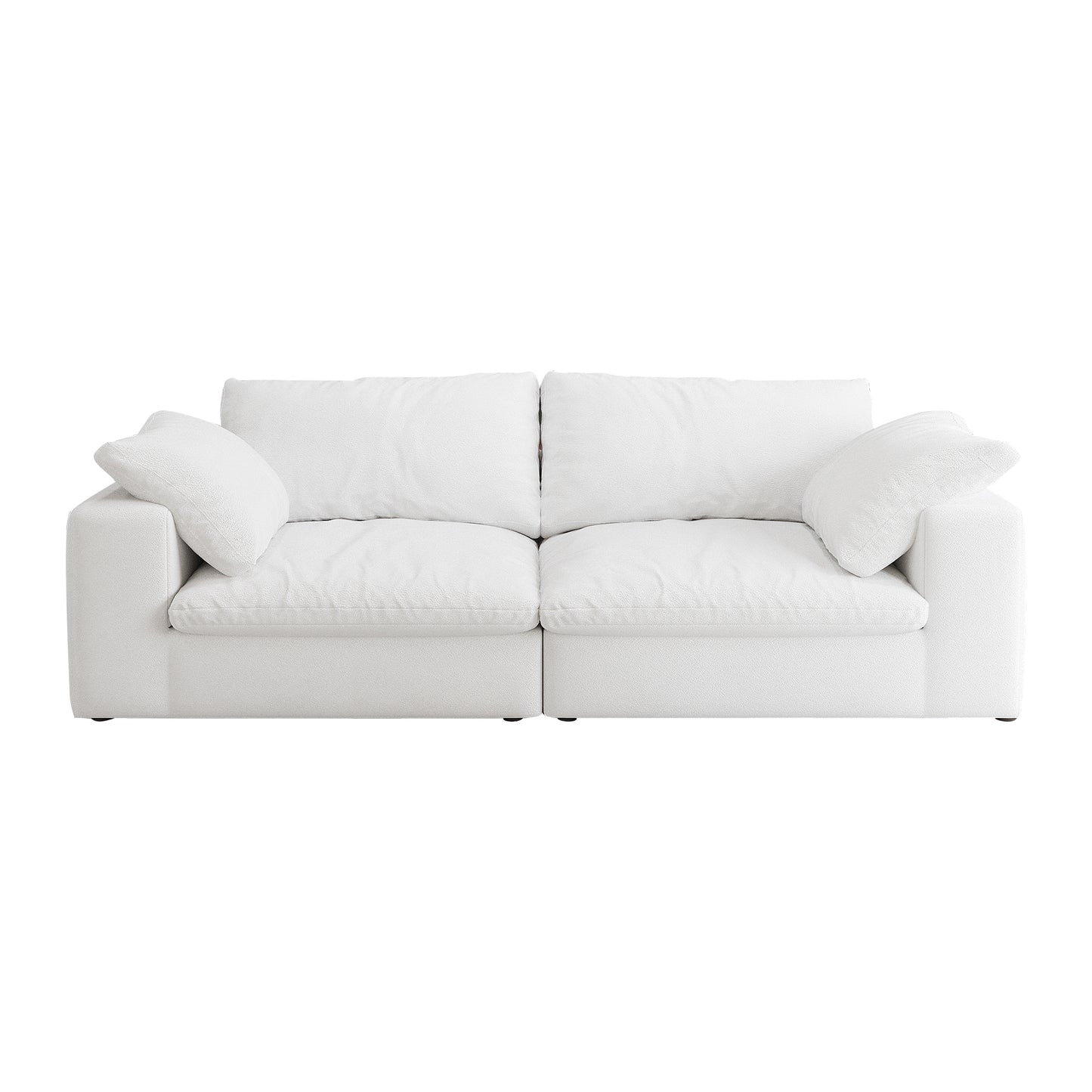 Plush white sectional sofa with deep seats and comfortable throw pillows for modern living rooms