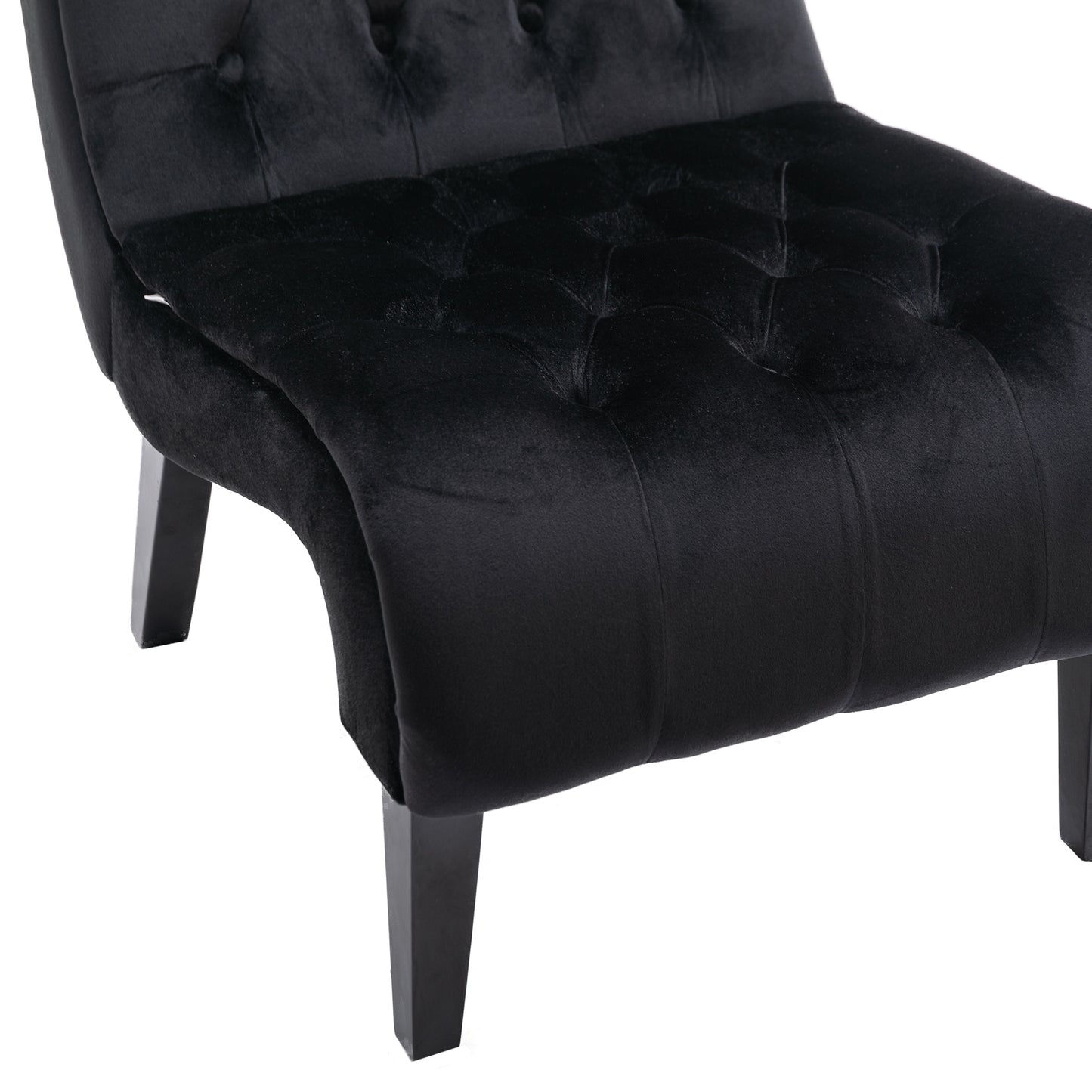 Black velvet tufted chaise lounge elegant button tufting plush fabric for luxurious seating