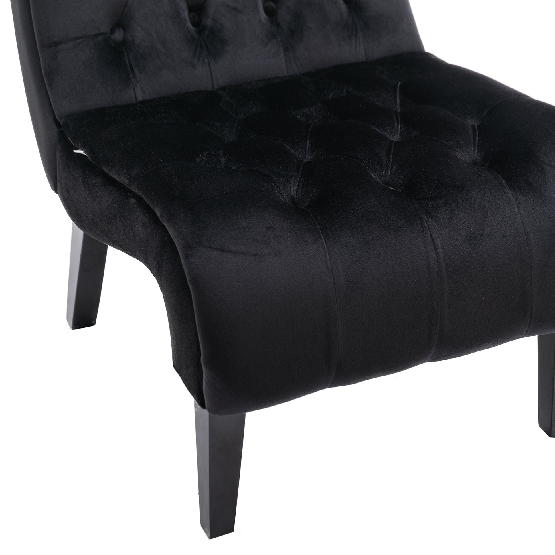 Black velvet tufted chaise lounge elegant button tufting plush fabric for luxurious seating