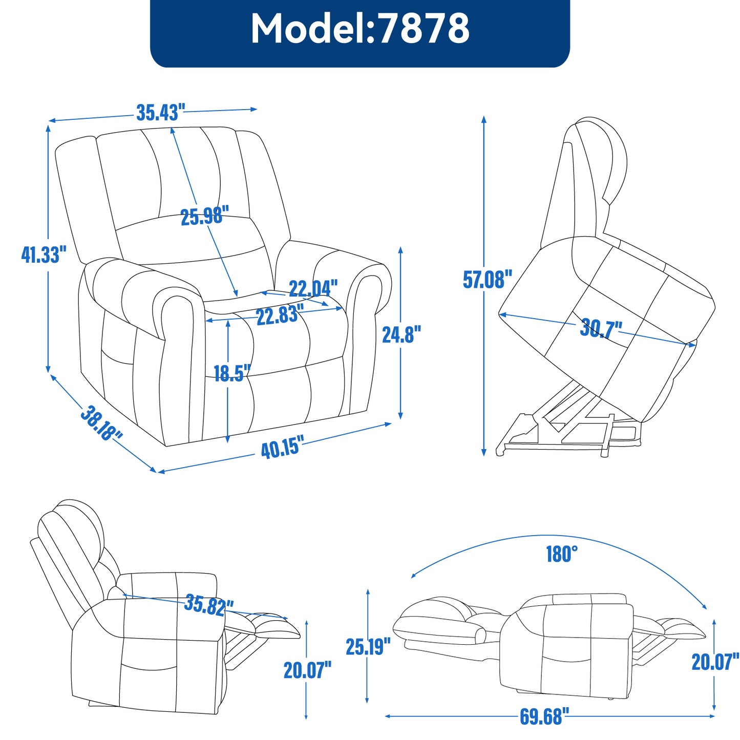 Line drawing of a recliner chair  wide  high
