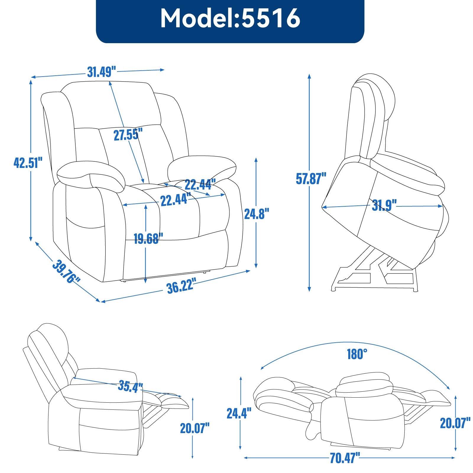 Recliner dimensions  H x  W plush seating for ultimate comfort