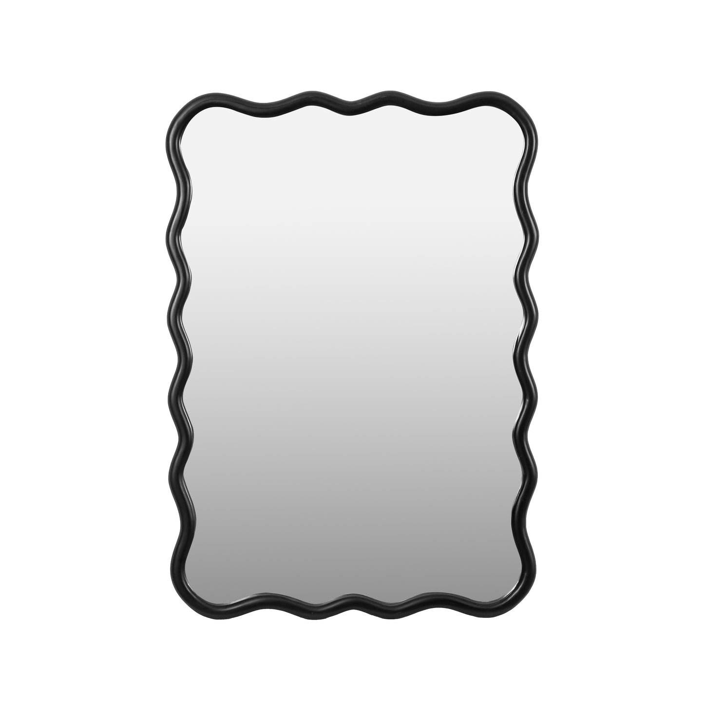 Black wavy framed decorative mirror for entryway decor