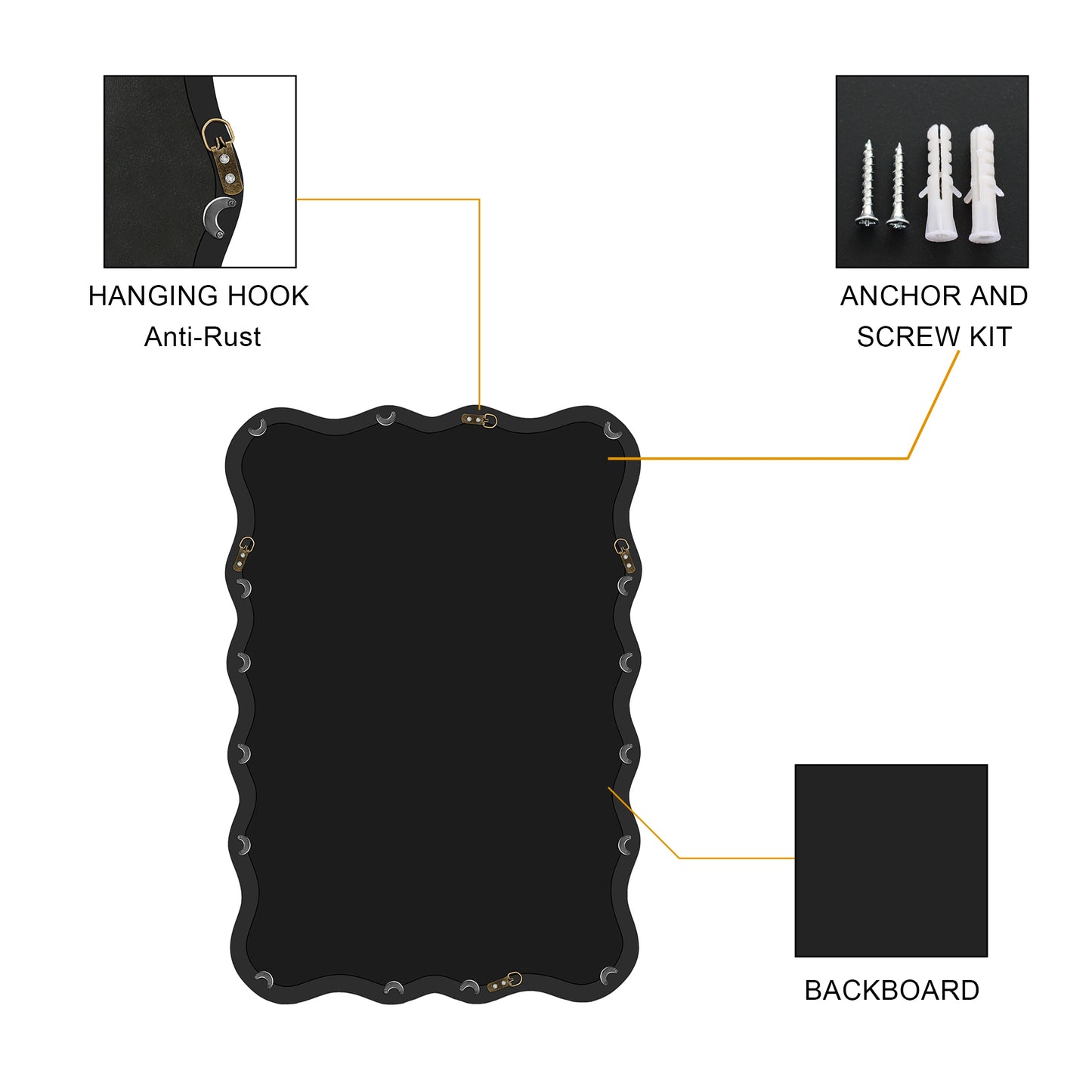 Antirust hanging hook for secure mirror installation