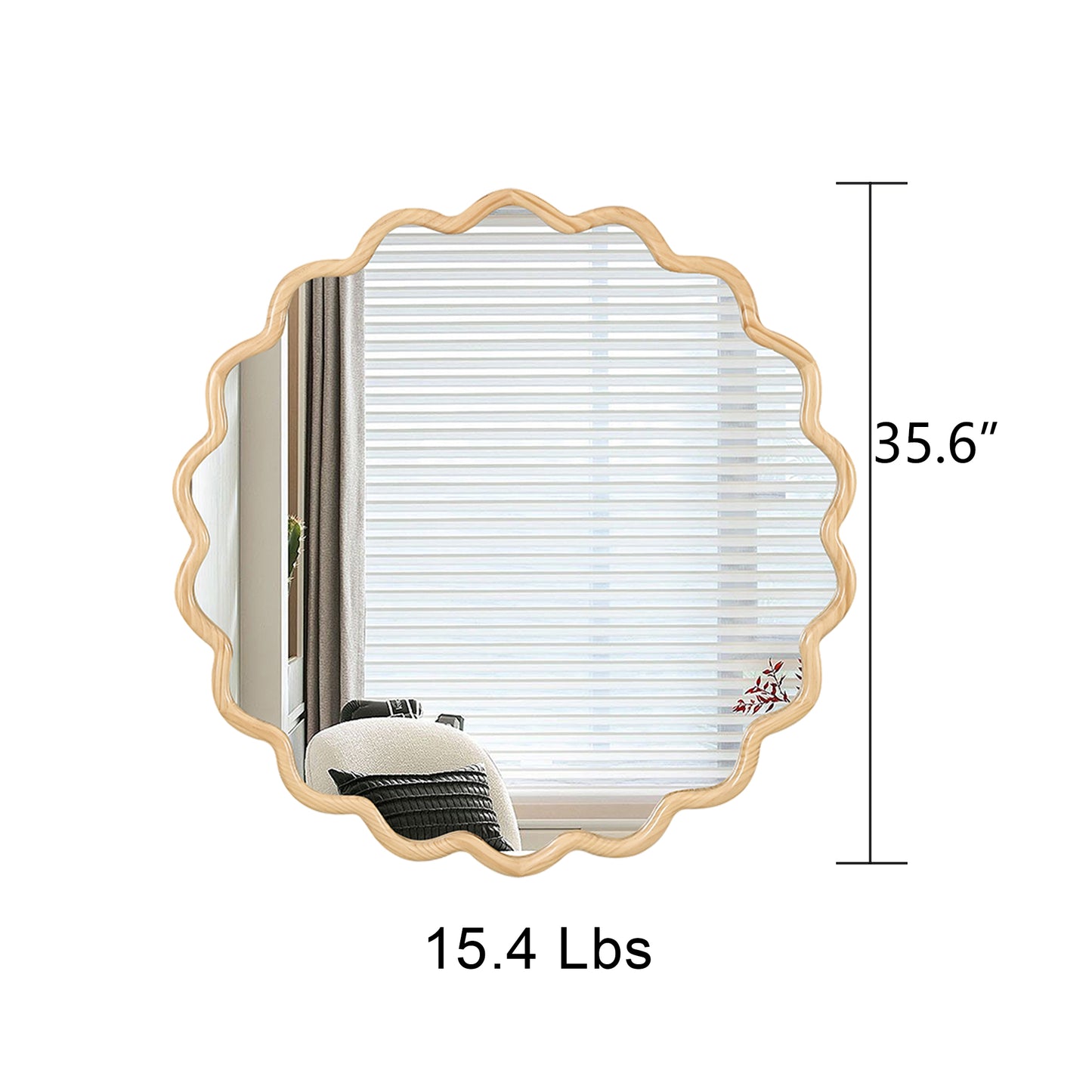 Scalloped wood frame accent mirror  inches adds bohemian charm to any room