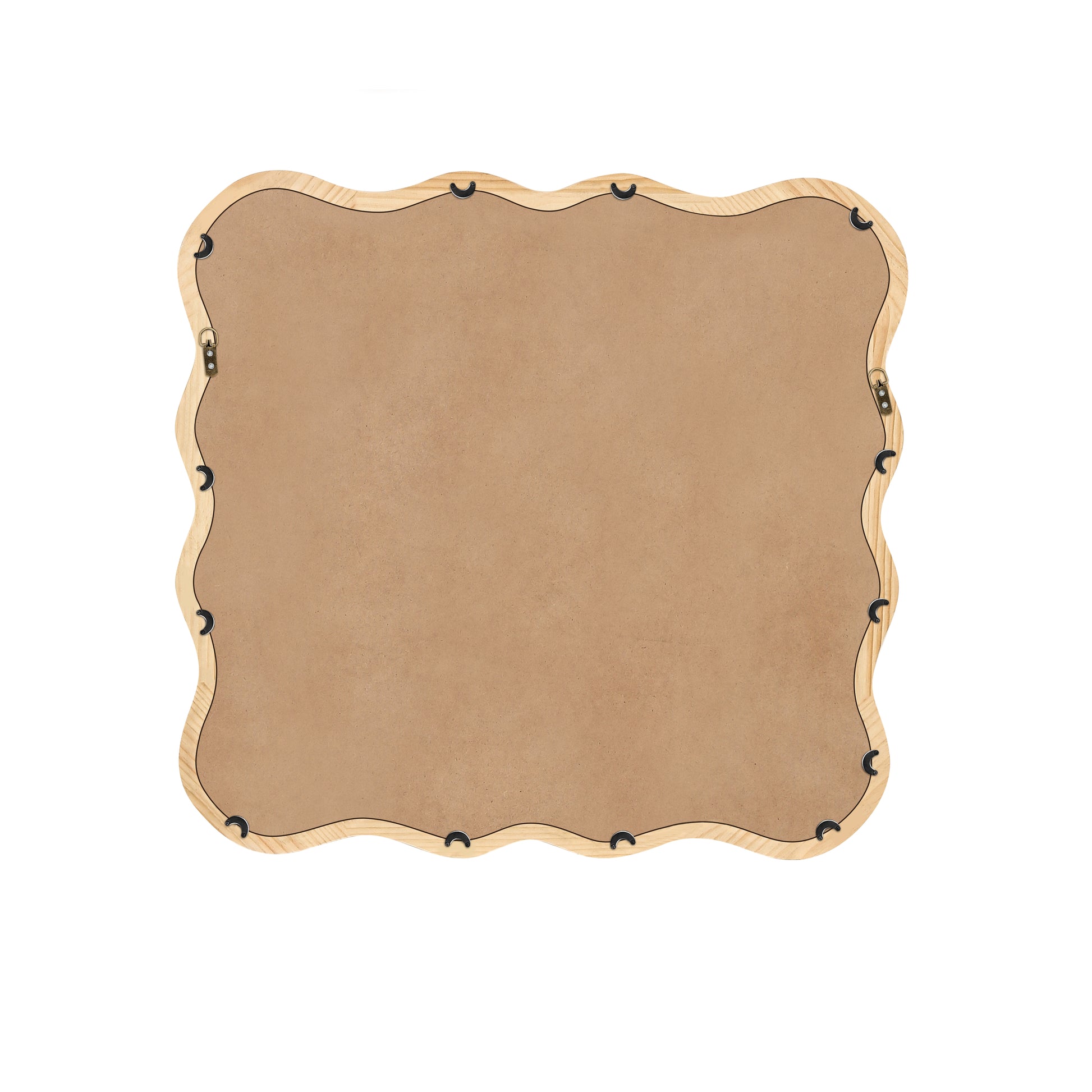 Scalloped wooden frame back with mounting hardware
