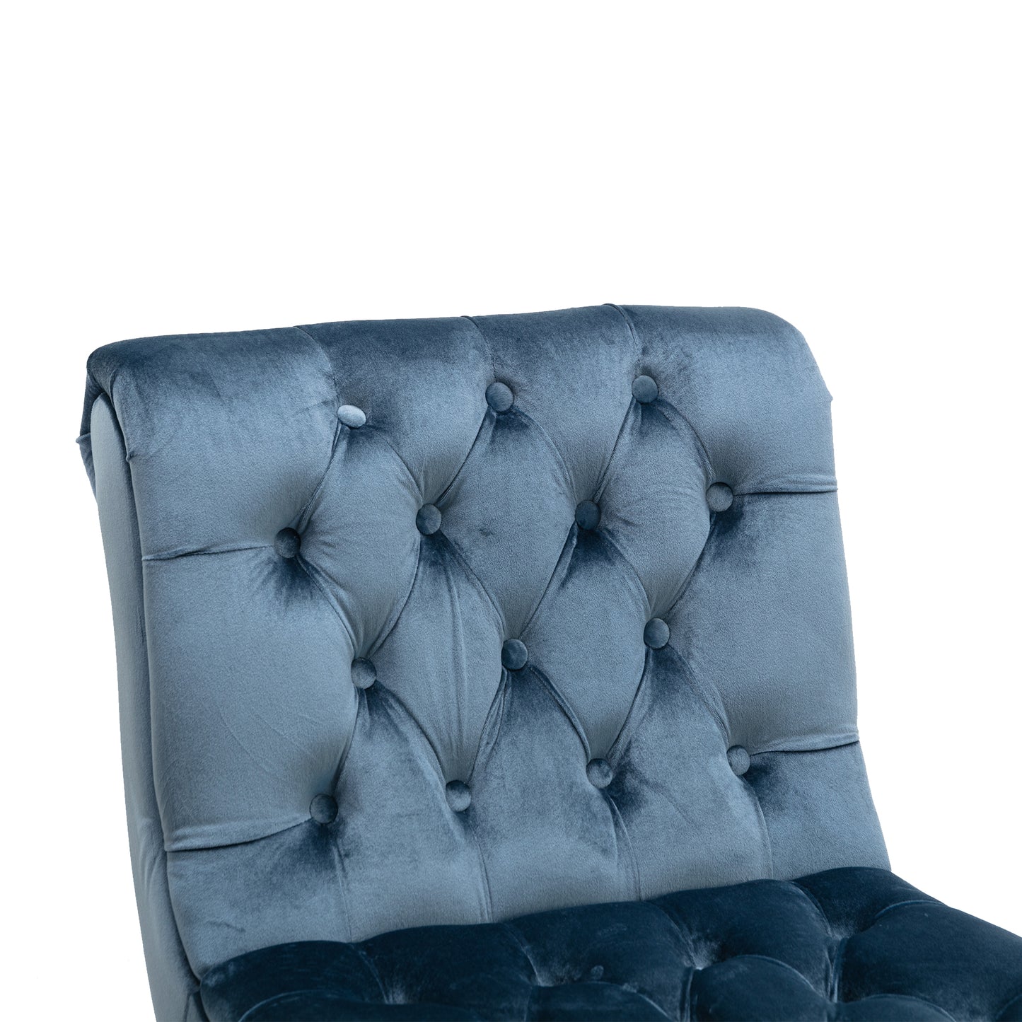 Teal velvet accent chair with diamond tufting for luxurious living room decor