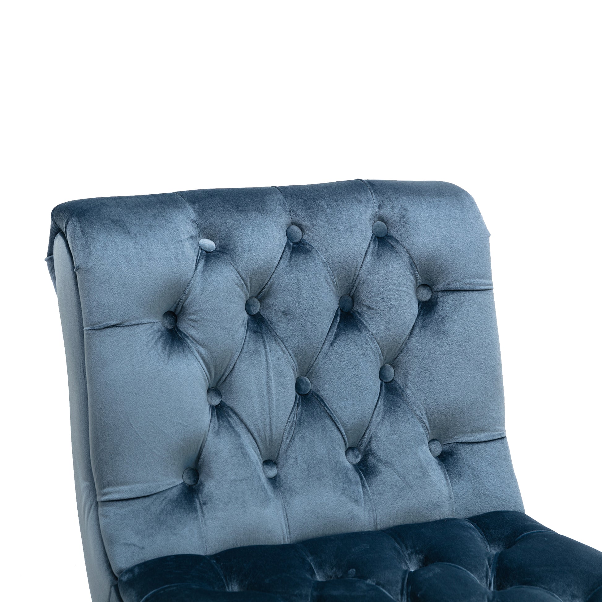 Teal velvet accent chair with diamond tufting for luxurious living room decor