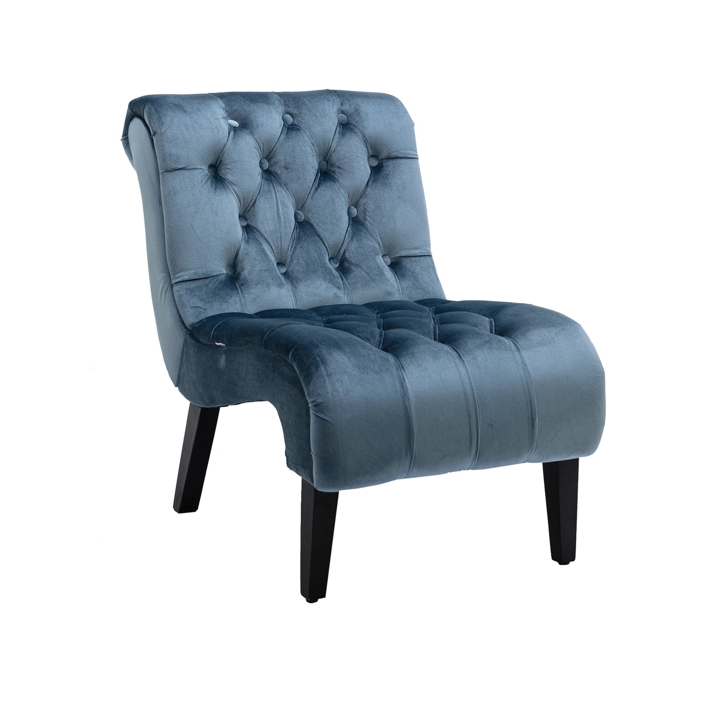 Teal velvet accent chair with diamond tufting perfect for a stylish living room
