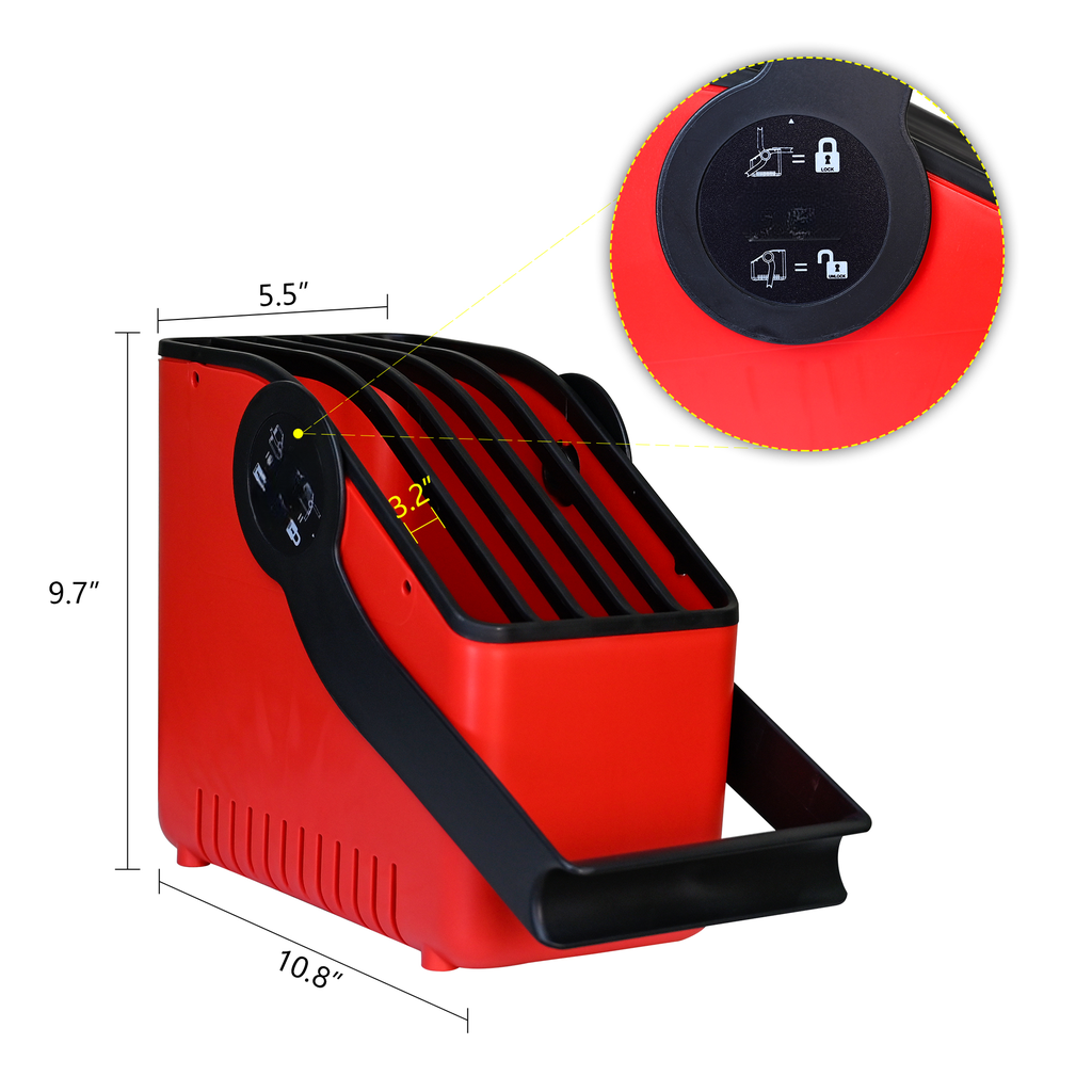 Red electric hair clipper with adjustable guard settings and portability