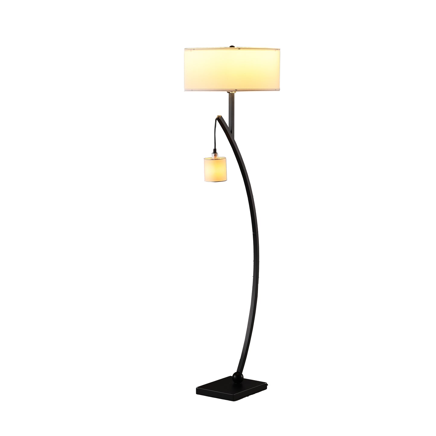 Modern arc floor lamp with dual lights and metal finish