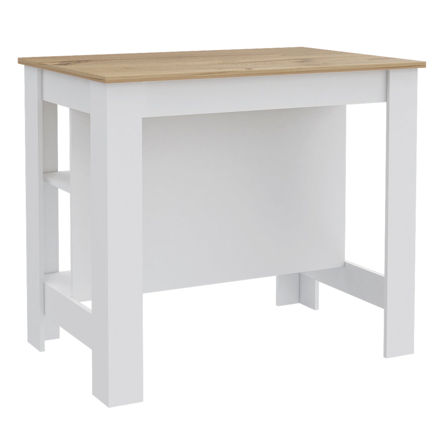 Modern white wood console table with light oak top