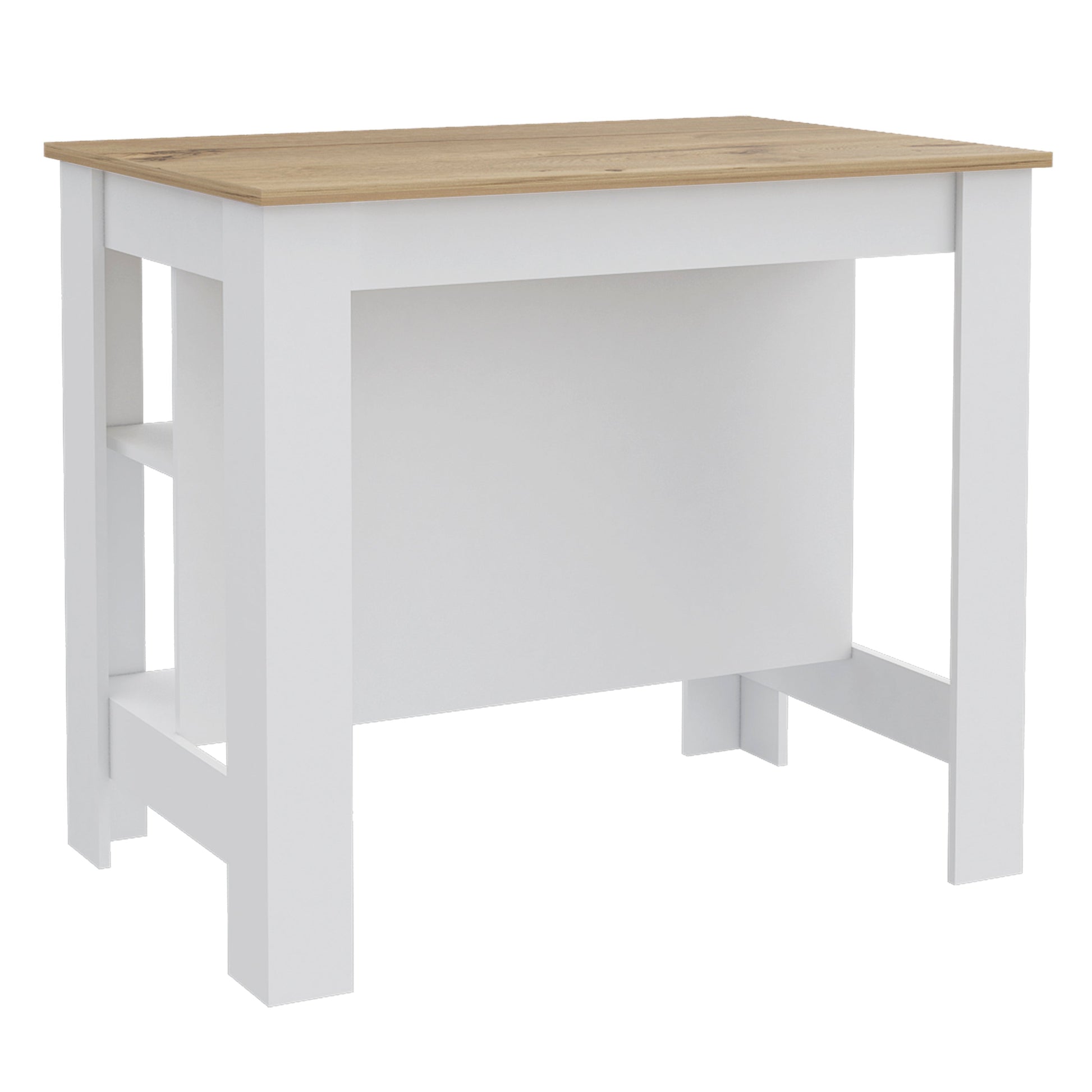 Modern white wood console table with light oak top