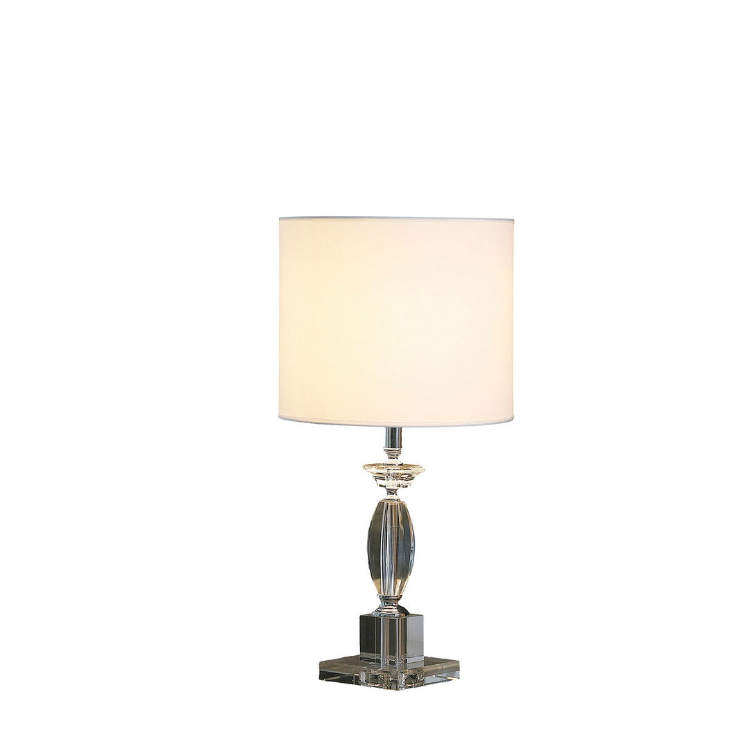 Elegant crystal base table lamp with offwhite shade