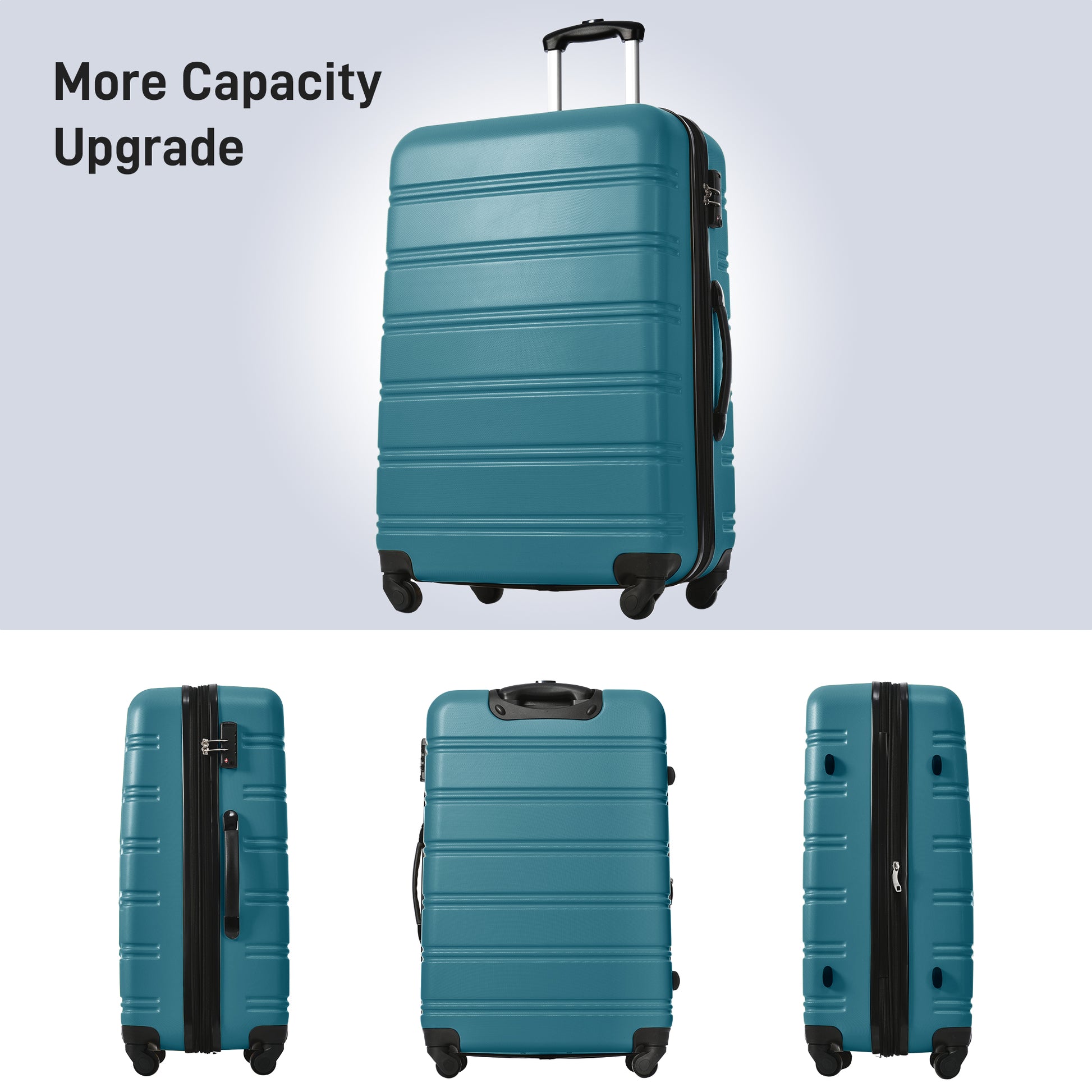 Teal hardside spinner suitcase with TSA lock and telescopic handle