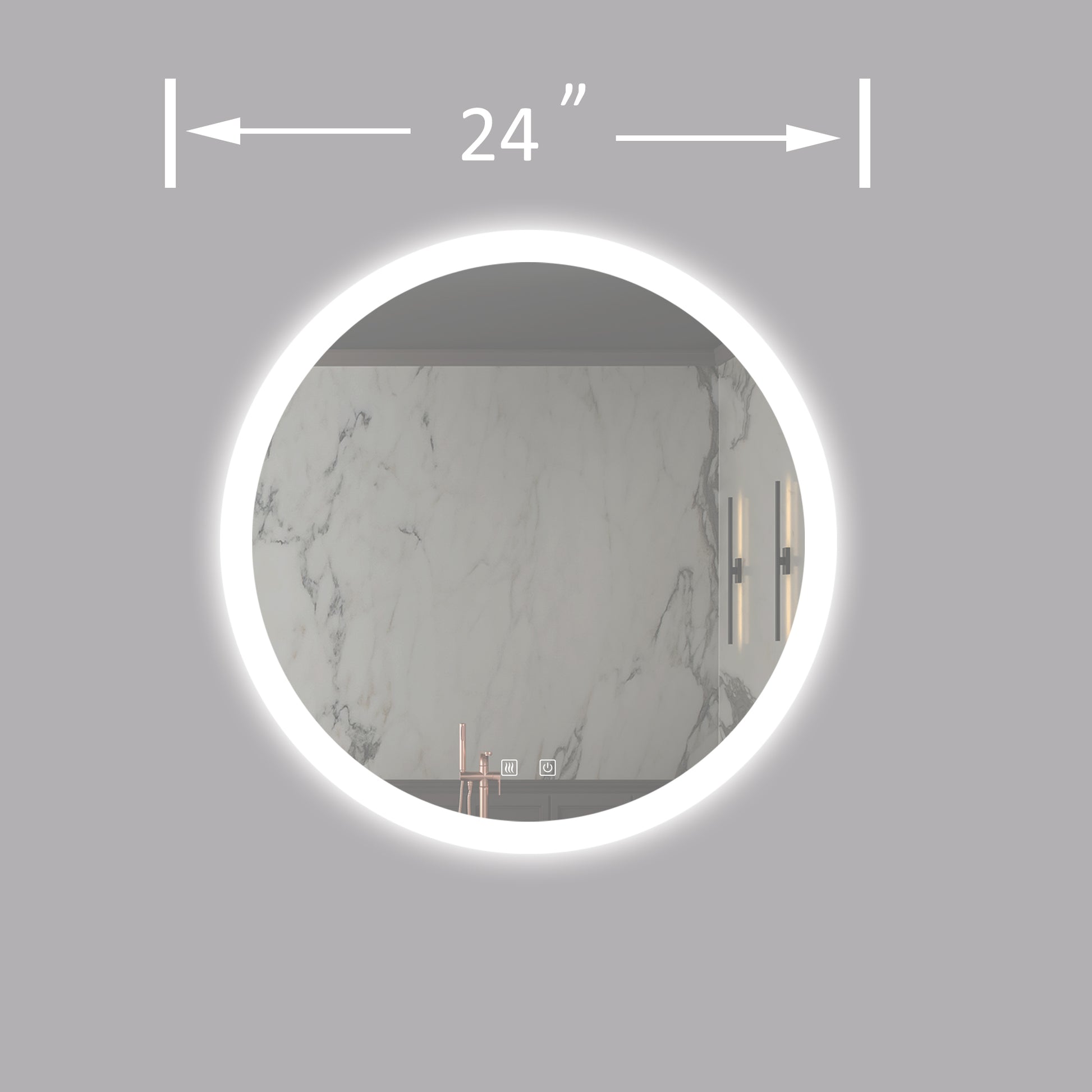 inch round LED illuminated vanity mirror with touch controls