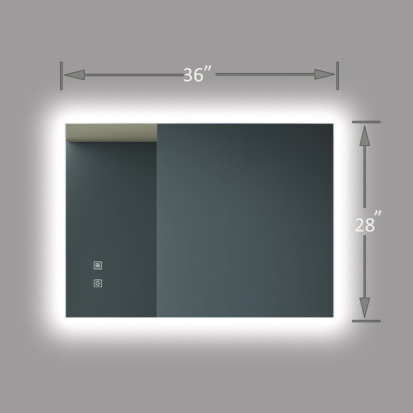 x inch lighted vanity mirror with touch controls