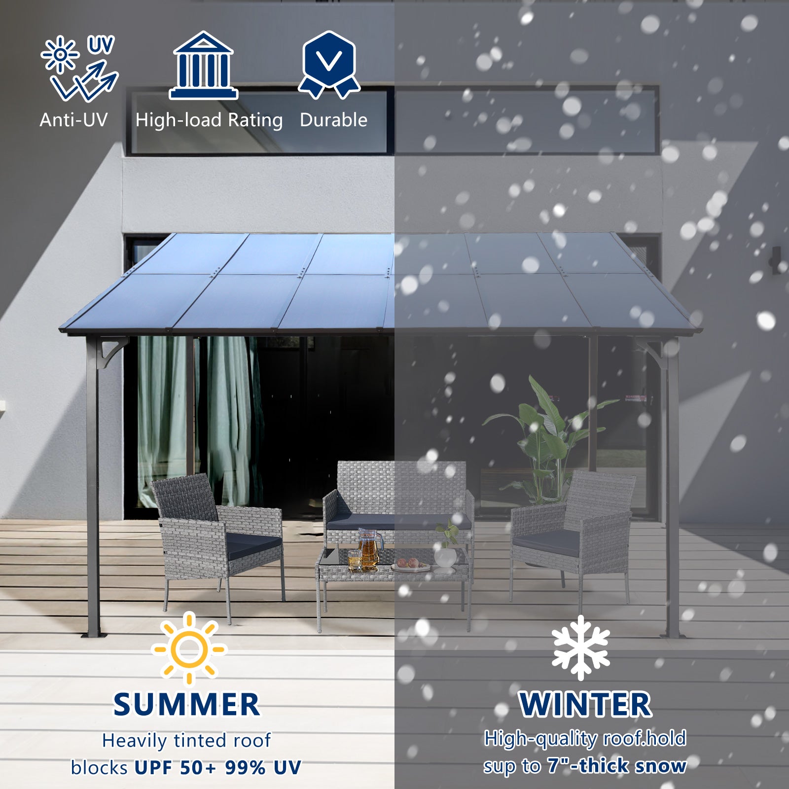Durable gazebo with tinted roof for UV protection ideal for summer outdoor living