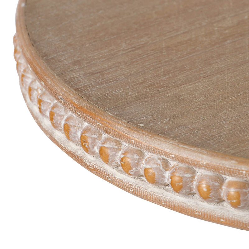 Rustic wooden tray with beaded edge perfect for farmhouse decor
