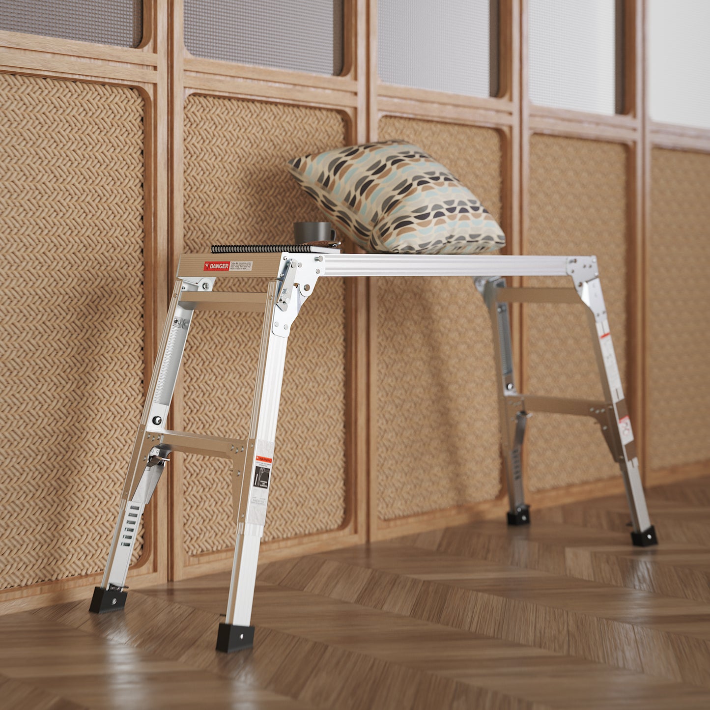 Compact aluminum stepladder with a wide platform ideal for home DIY tasks and quick fixes