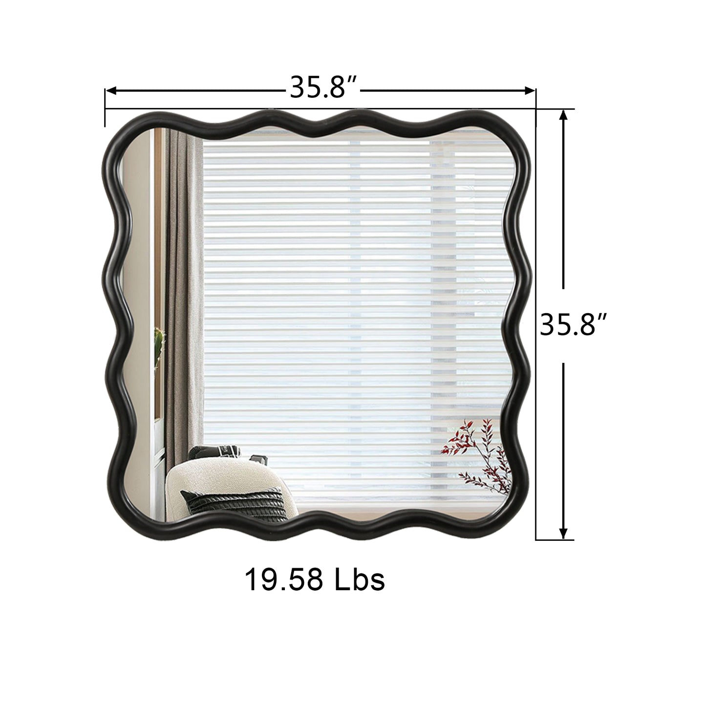 Black wavy frame mirror  inch ornate wall decor with modern design