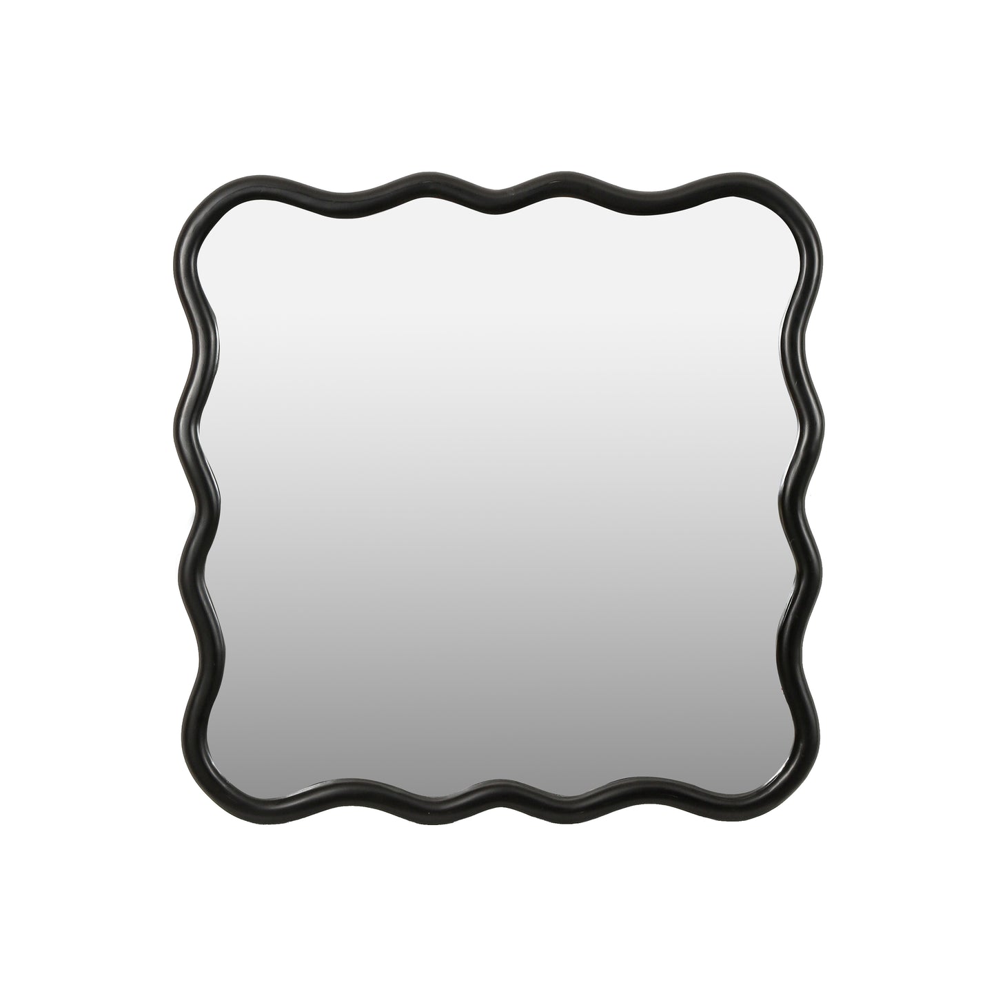 Wavy black frame decorative mirror with glass reflection surface
