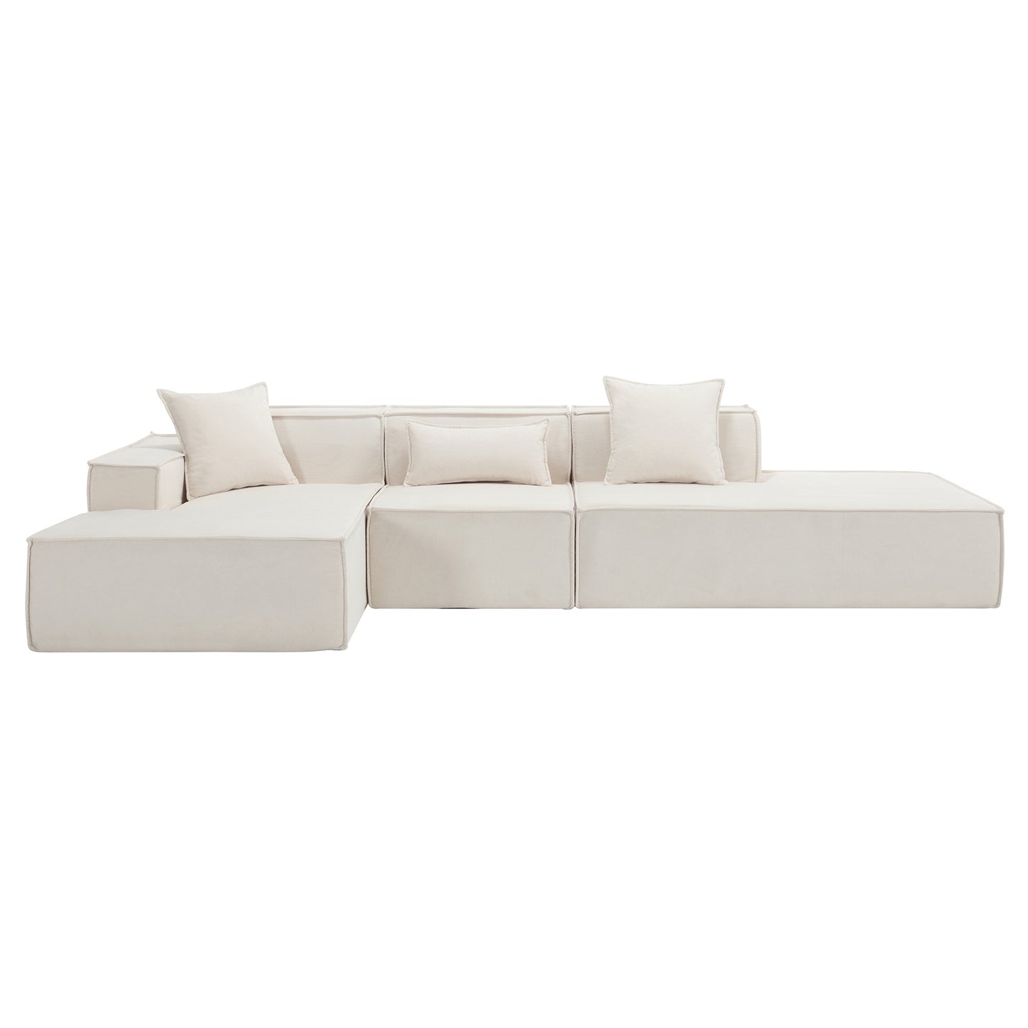 Cream modular sectional sofa with plush cushions modern design for living rooms
