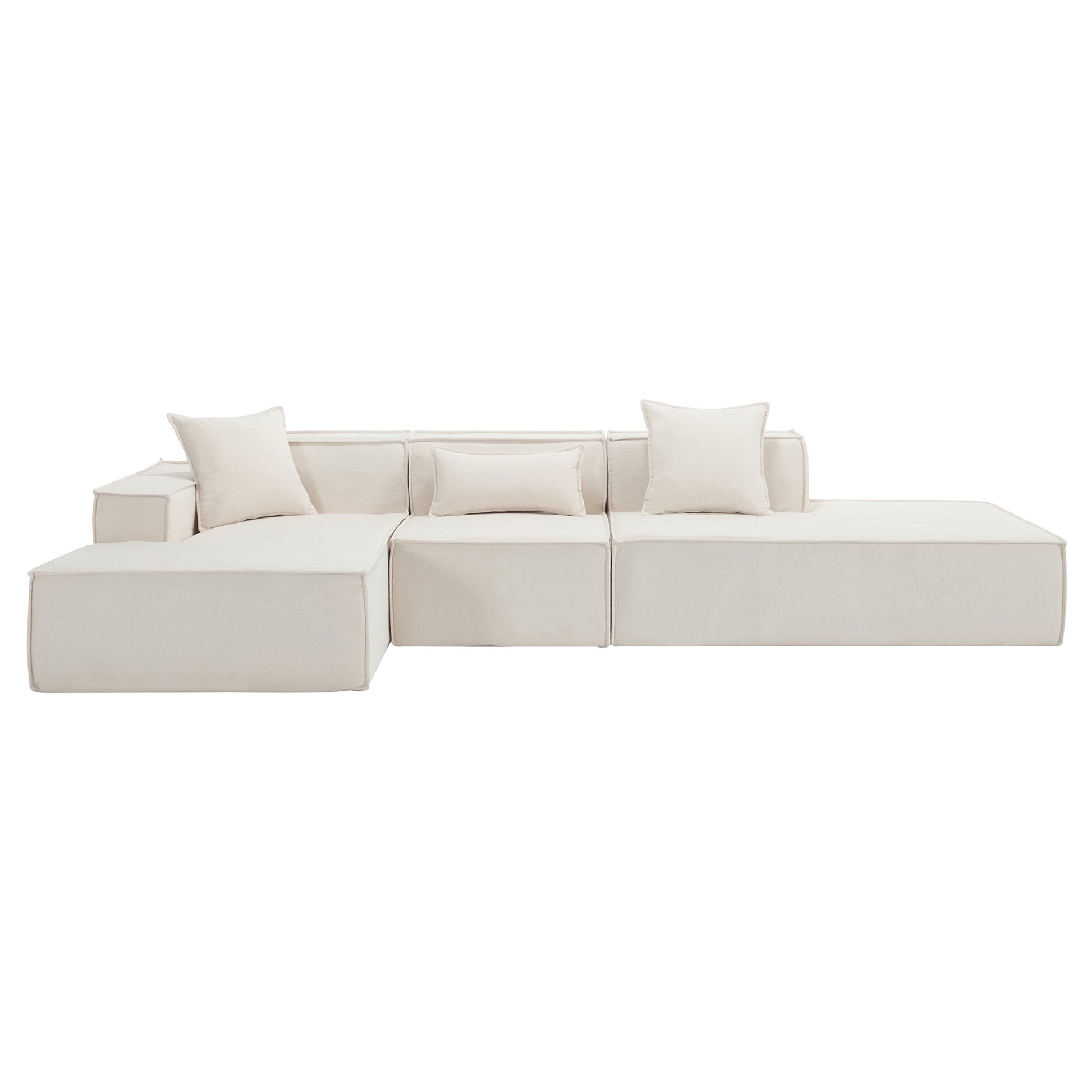 Cream modular sectional sofa with plush cushions modern design for living rooms