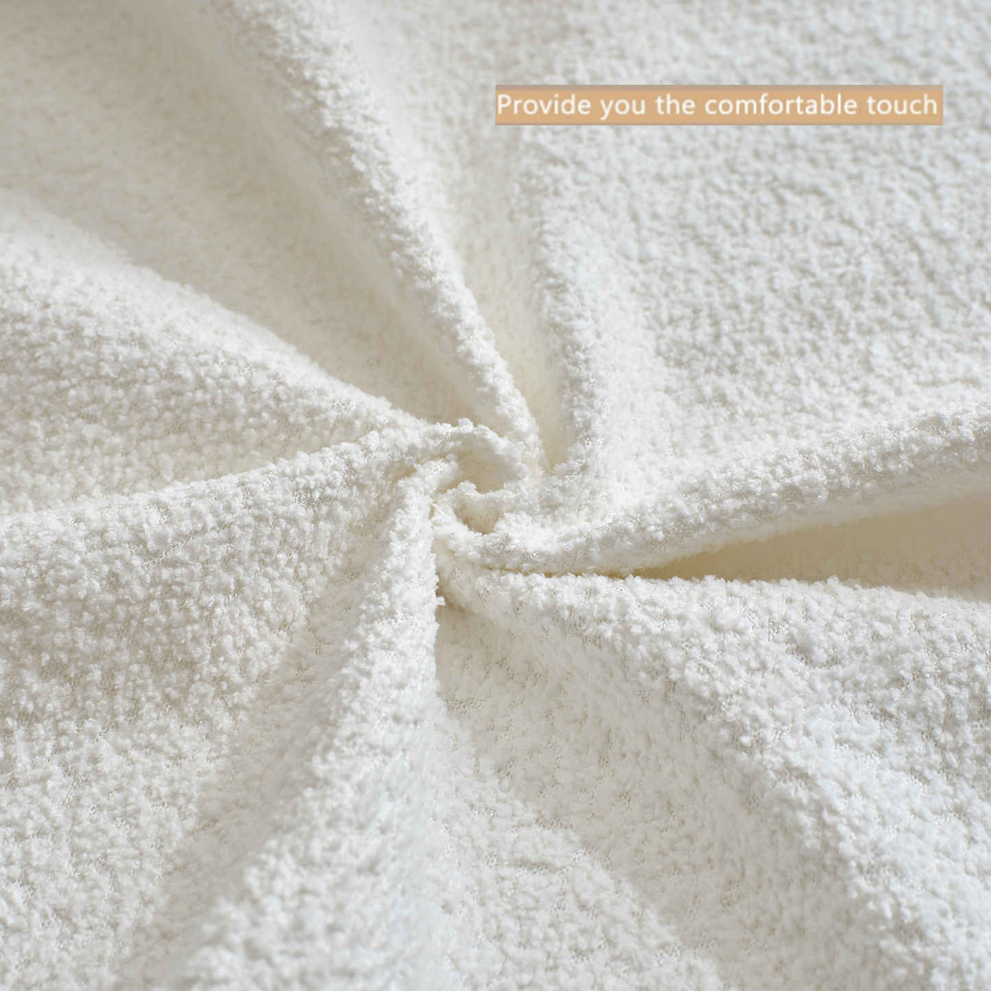 Plush sherpa fabric in ivory showcasing its soft texture perfect for cozy blankets