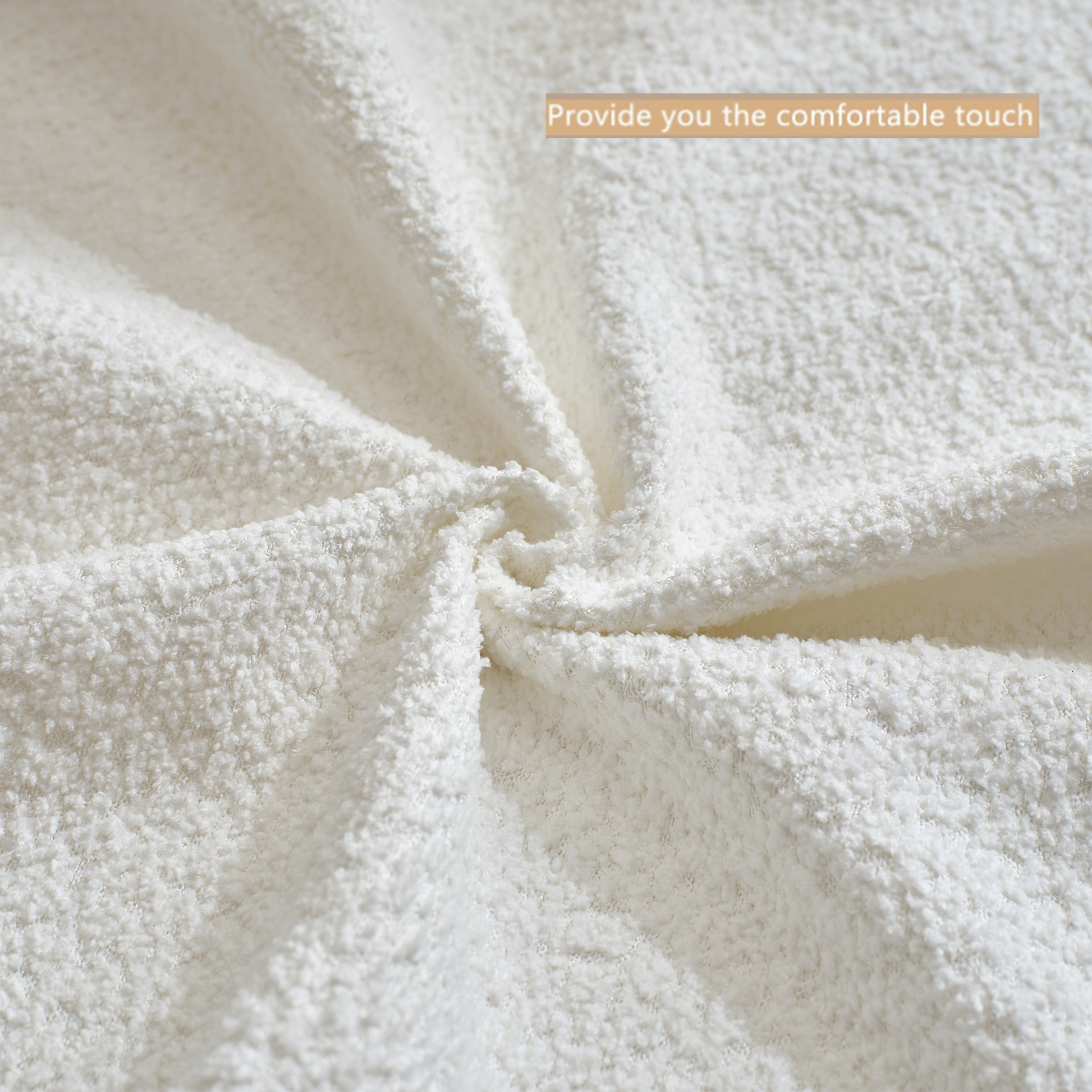 Plush sherpa fabric in ivory showcasing its soft texture perfect for cozy blankets