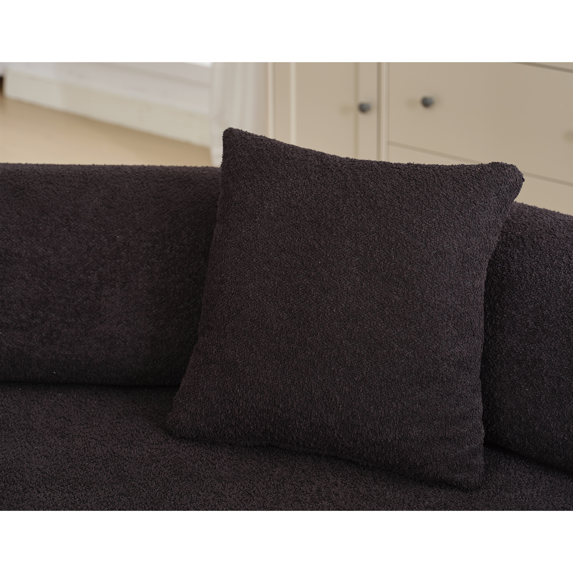 Dark brown textured throw pillow for sofa comfort