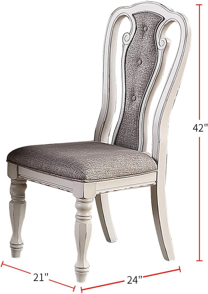 Elegant upholstered dining chair in cream with tufted grey fabric seat and back